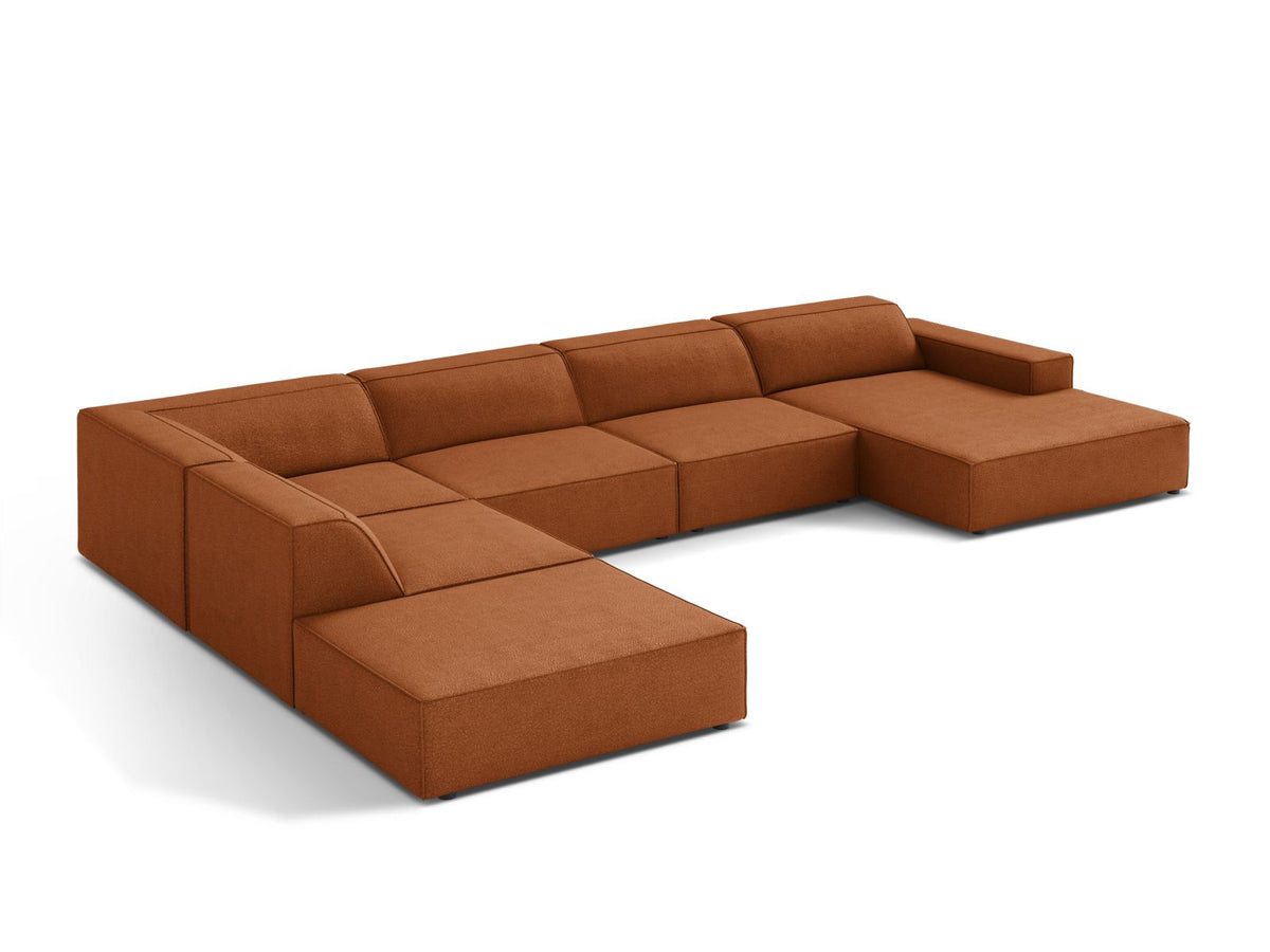 Jodie Boucle modulares Panoramic Ecksofa links 7 Sitzer in Terracotta-Baloo präsentiert im Onlineshop von KAQTU Design AG. Ecksofa links ist von Micadoni