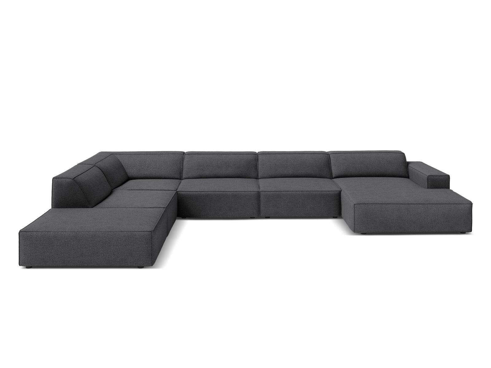 Jodie Boucle modulares Panoramic Ecksofa links 7 Sitzer in Dark Grey-Baloo präsentiert im Onlineshop von KAQTU Design AG. Ecksofa links ist von Micadoni