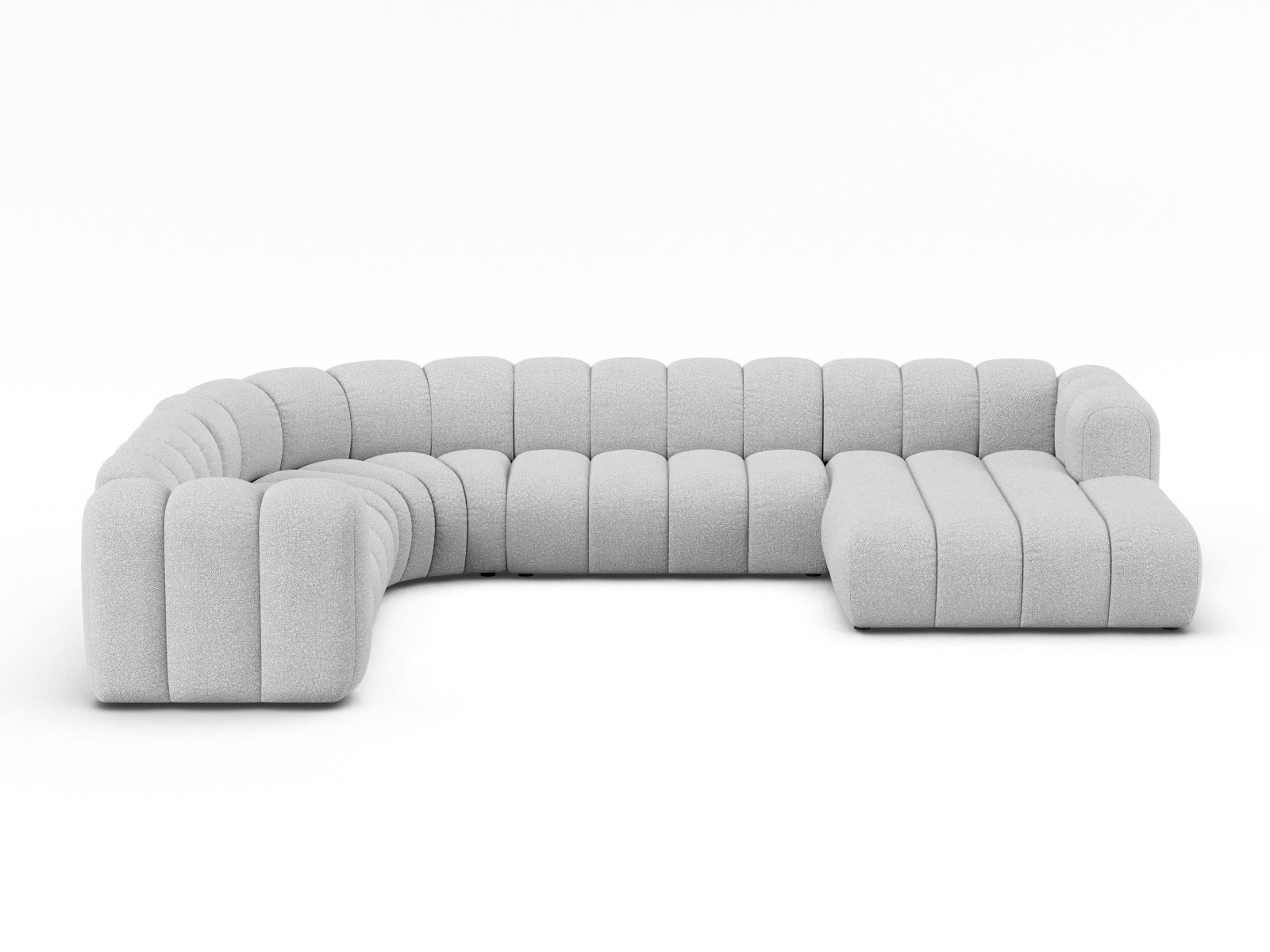 Lupine Boucle Modular Panoramic Ecksofa links 6 Sitzer in Light Grey-Baloo präsentiert im Onlineshop von KAQTU Design AG. Ecksofa links ist von Micadoni