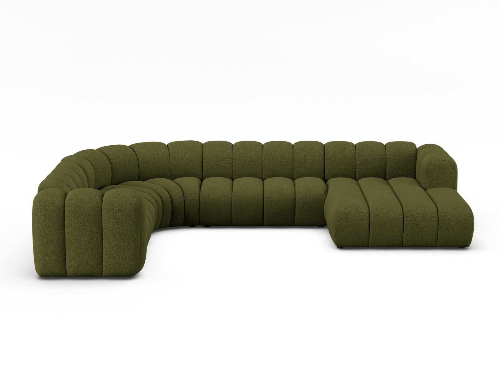Lupine Boucle Modular Panoramic Ecksofa links 6 Sitzer in Dark Olive Green präsentiert im Onlineshop von KAQTU Design AG. Ecksofa links ist von Micadoni