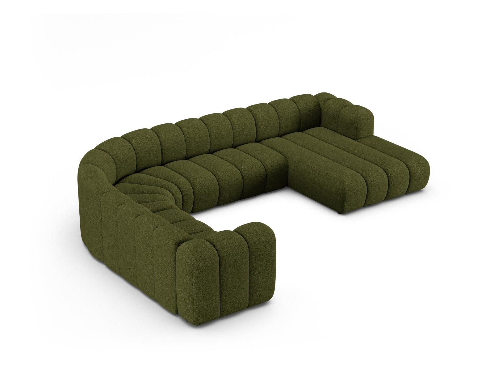 Modulares Ecksofa in Dunkelolivgrün von Micadoni, bietet Platz für 6 Personen und vereint Stil mit hohem Sitzkomfort.