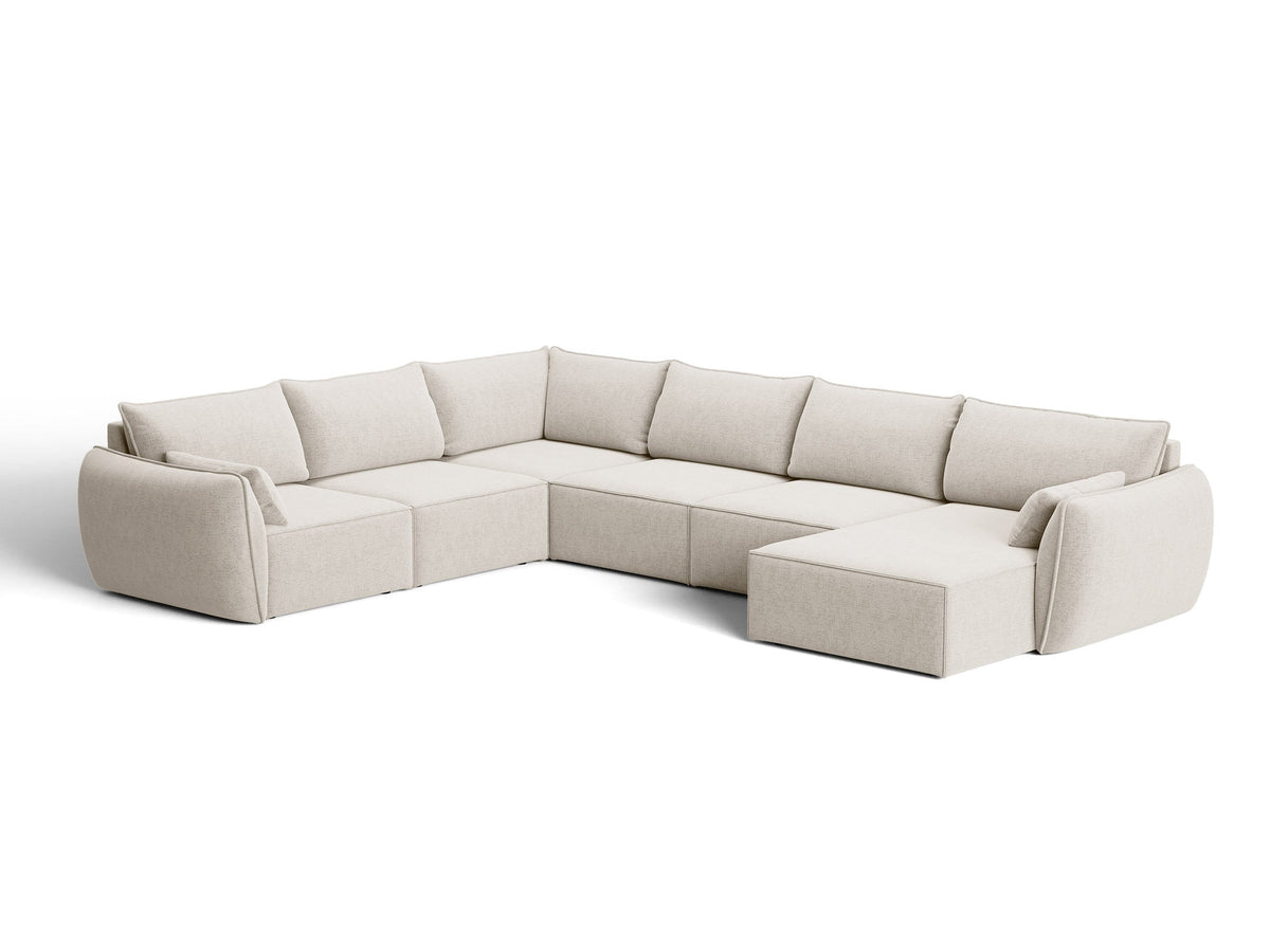 L-Sofa Kaelle Panoramasofa links von Micadoni mit Stoffbezug und niedrigen schwarzen Beinen