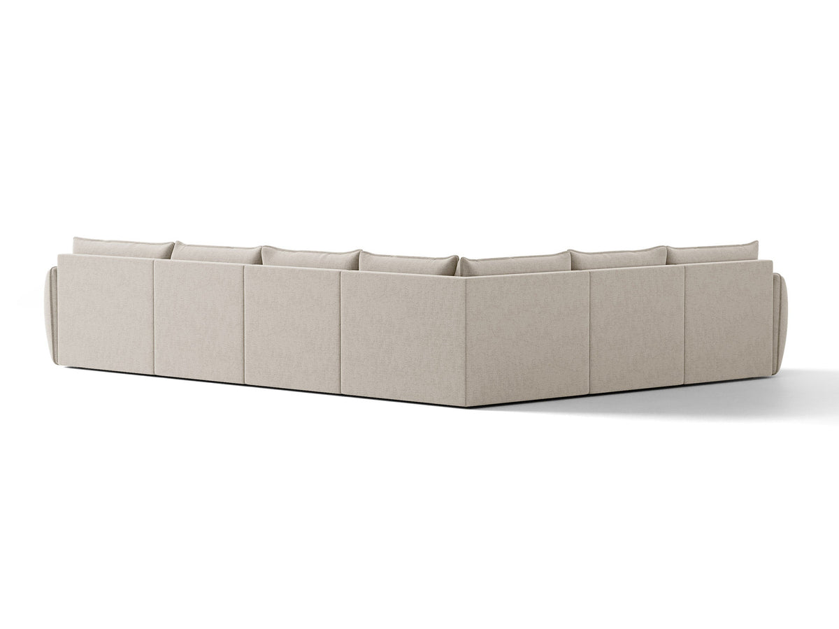 L-Sofa Kaelle Panoramasofa links von Micadoni mit Stoffbezug und niedrigen schwarzen Beinen
