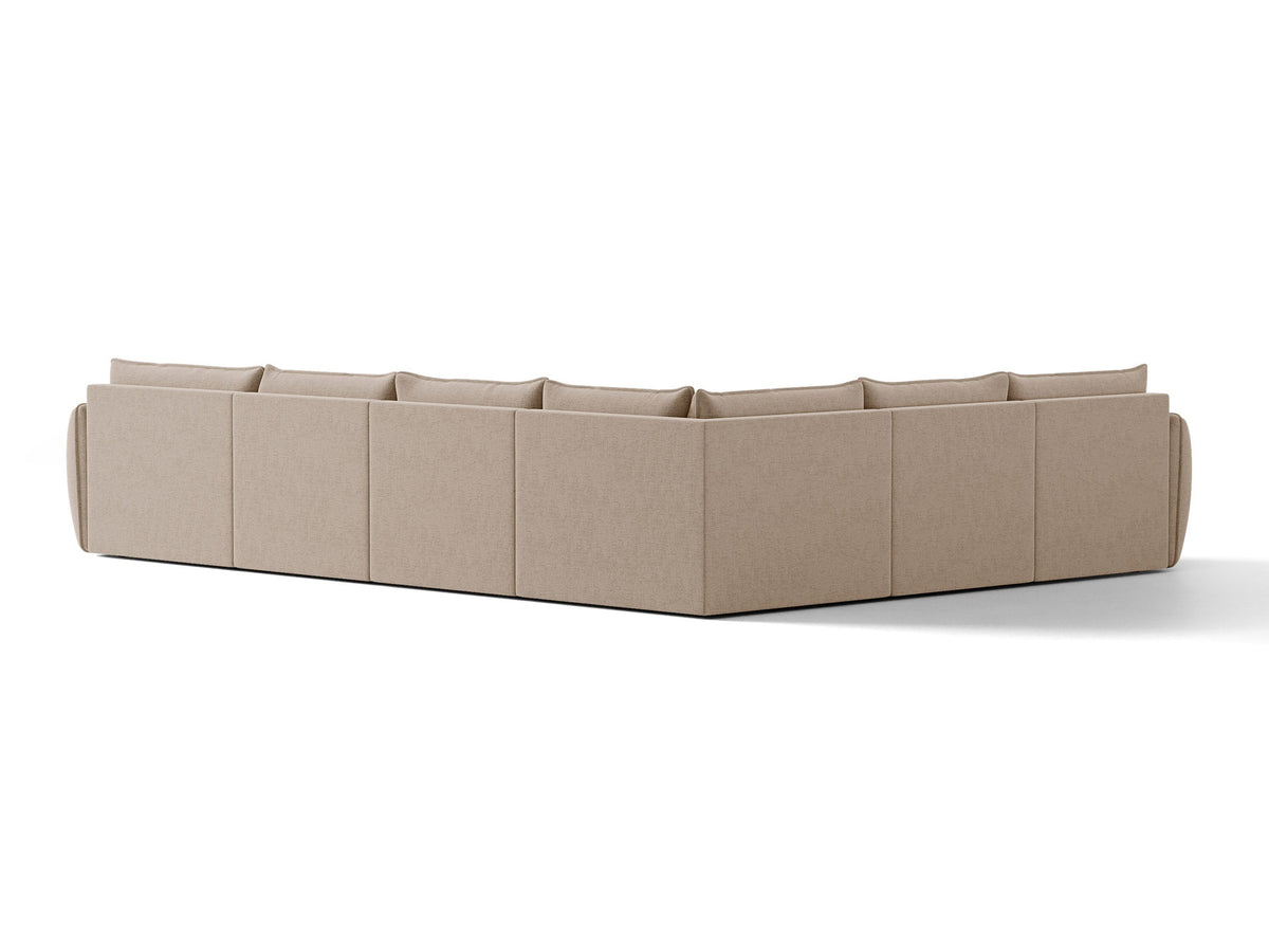 L-Sofa Kaelle Panoramasofa links von Micadoni mit Stoffbezug und niedrigen schwarzen Beinen
