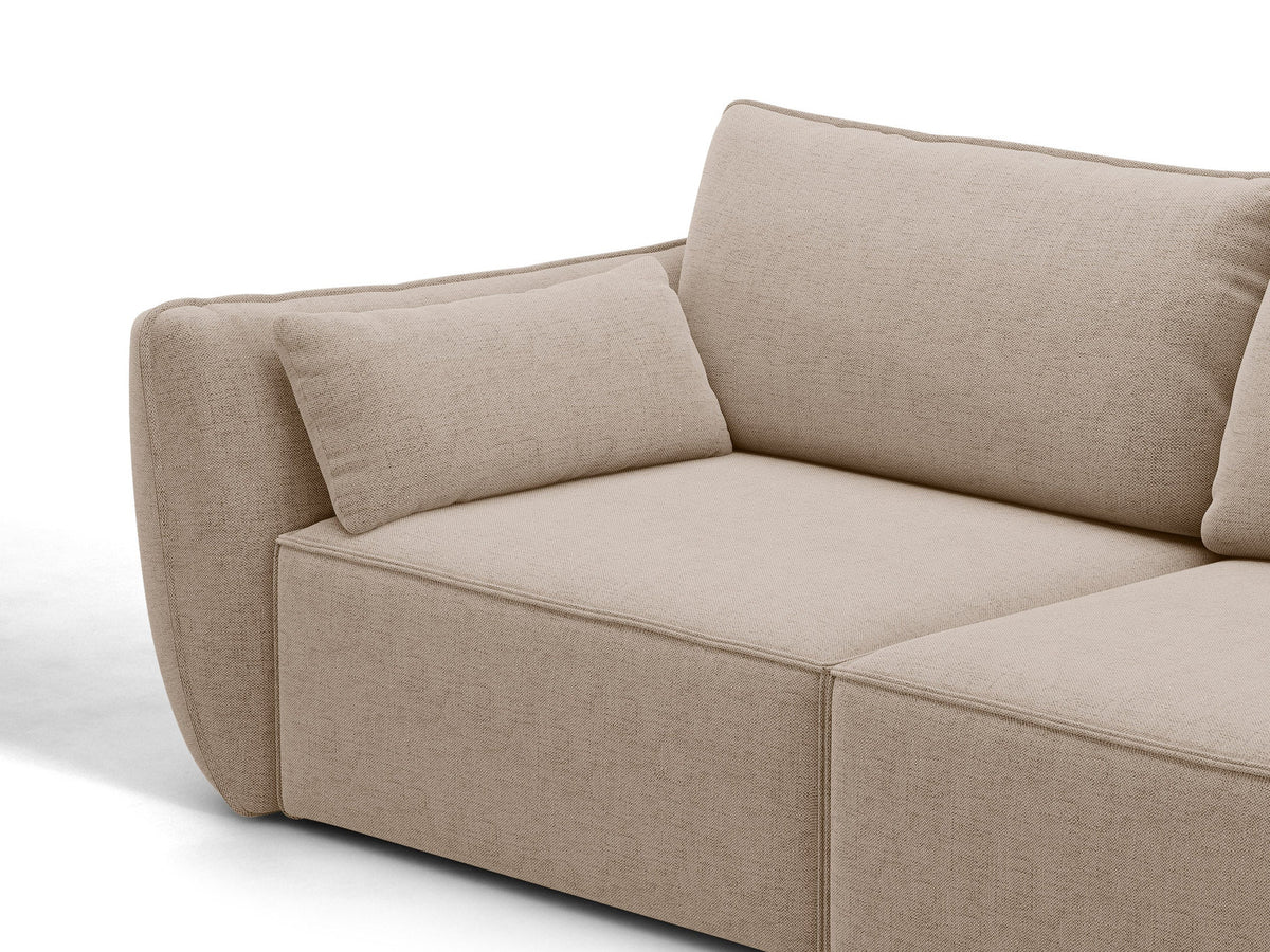 L-Sofa Kaelle Panoramasofa links von Micadoni mit Stoffbezug und niedrigen schwarzen Beinen