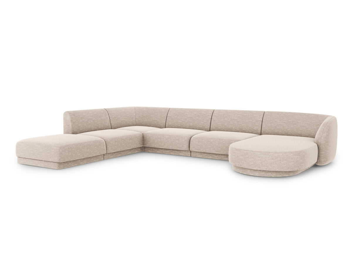 Miley Panoramic Ecksofa links 6 Sitzer in Beige-Haga präsentiert im Onlineshop von KAQTU Design AG. Ecksofa links ist von Micadoni