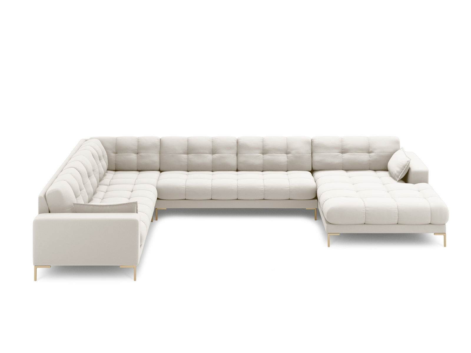 Mamaia Panoramic Ecksofa links 7 Sitzer in Light Beige/Gold präsentiert im Onlineshop von KAQTU Design AG. Ecksofa links ist von Micadoni