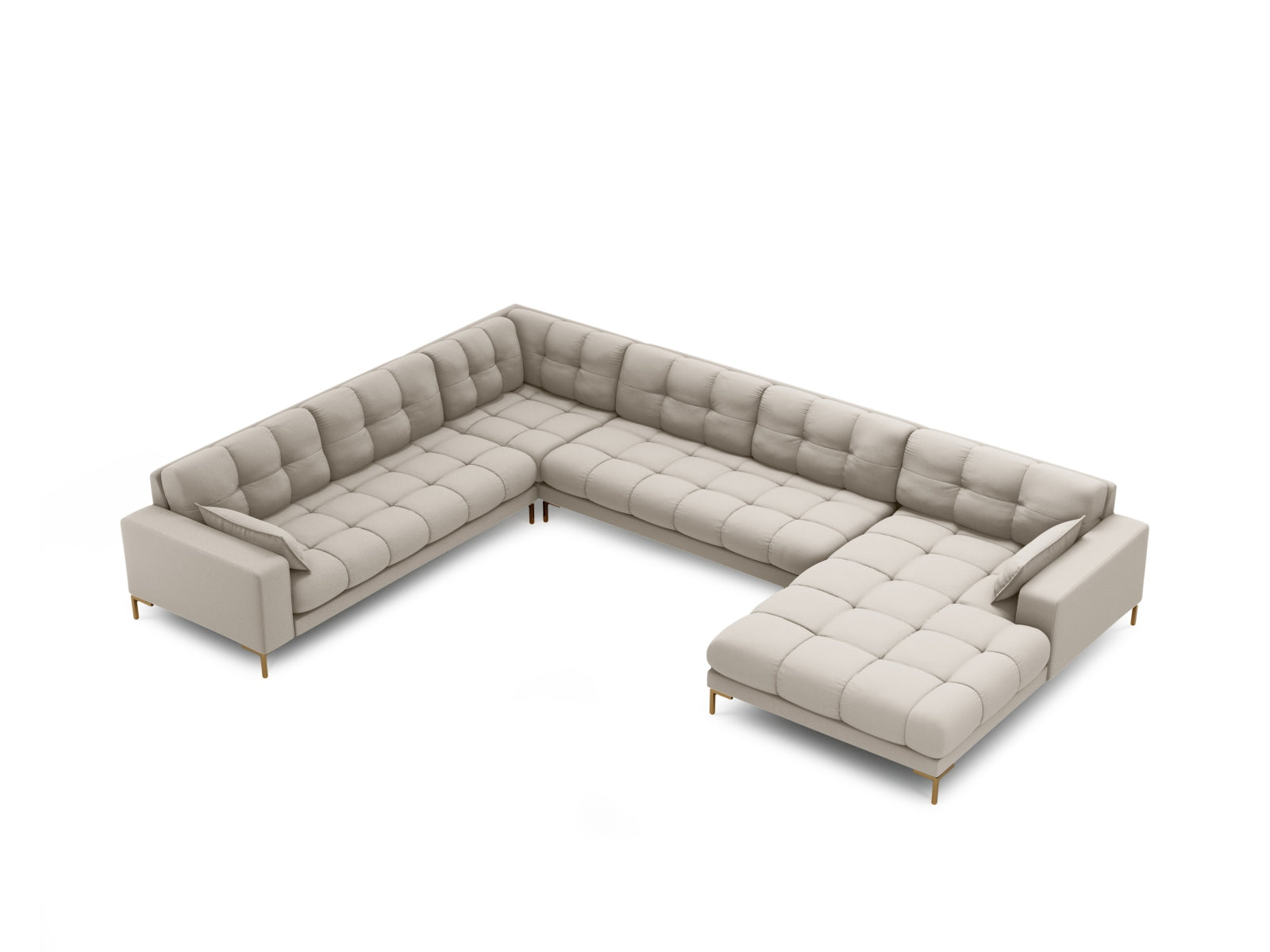 Mamaia Panoramic Ecksofa links 7 Sitzer in Beige/Gold präsentiert im Onlineshop von KAQTU Design AG. Ecksofa links ist von Micadoni