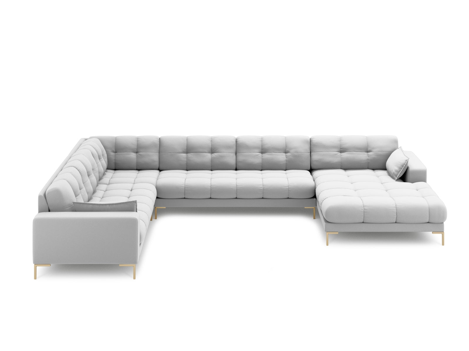 Mamaia Panoramic Ecksofa links 7 Sitzer in Light Grey/Gold präsentiert im Onlineshop von KAQTU Design AG. Ecksofa links ist von Micadoni
