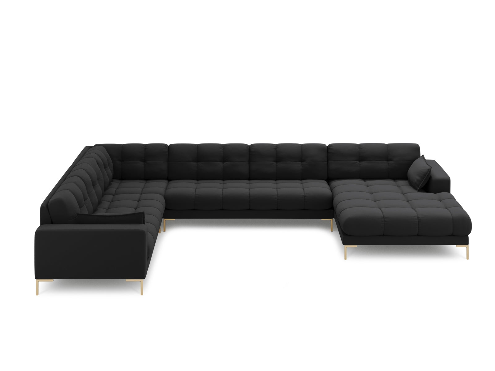 Mamaia Panoramic Ecksofa links 7 Sitzer in Dark Grey/Gold präsentiert im Onlineshop von KAQTU Design AG. Ecksofa links ist von Micadoni