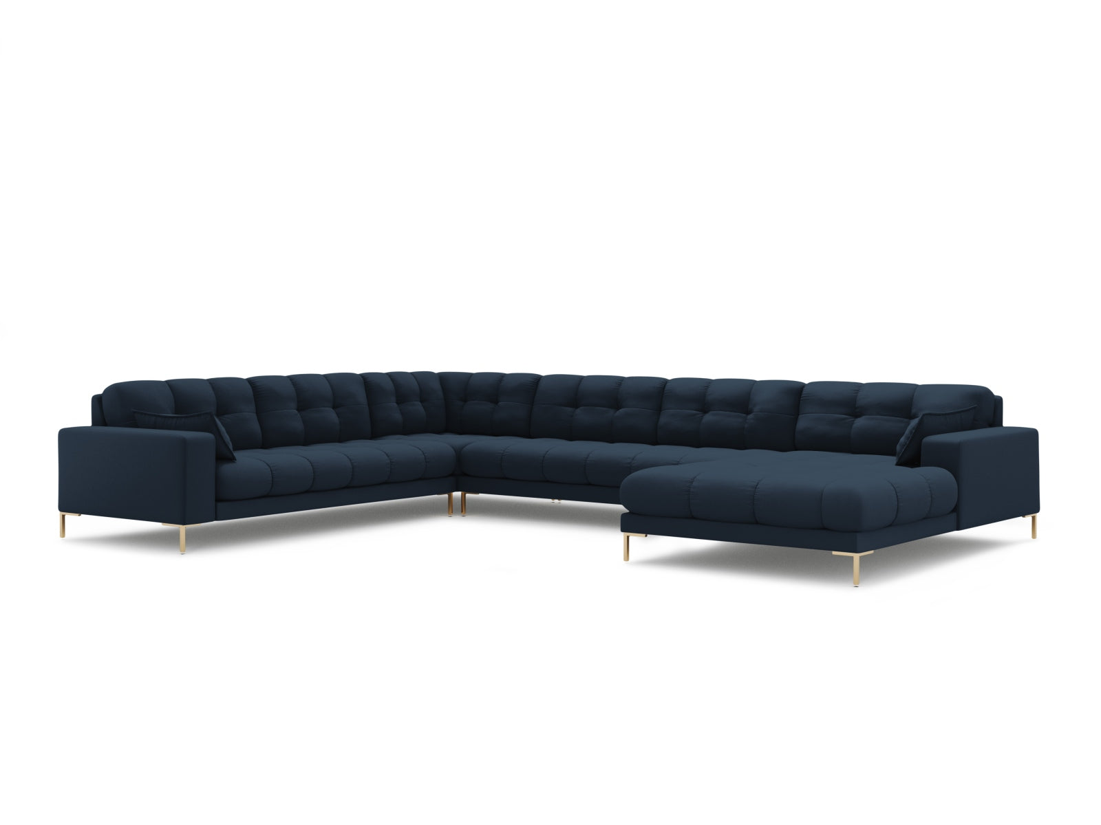 Mamaia Panoramic Ecksofa links 7 Sitzer in Blue/Gold präsentiert im Onlineshop von KAQTU Design AG. Ecksofa links ist von Micadoni