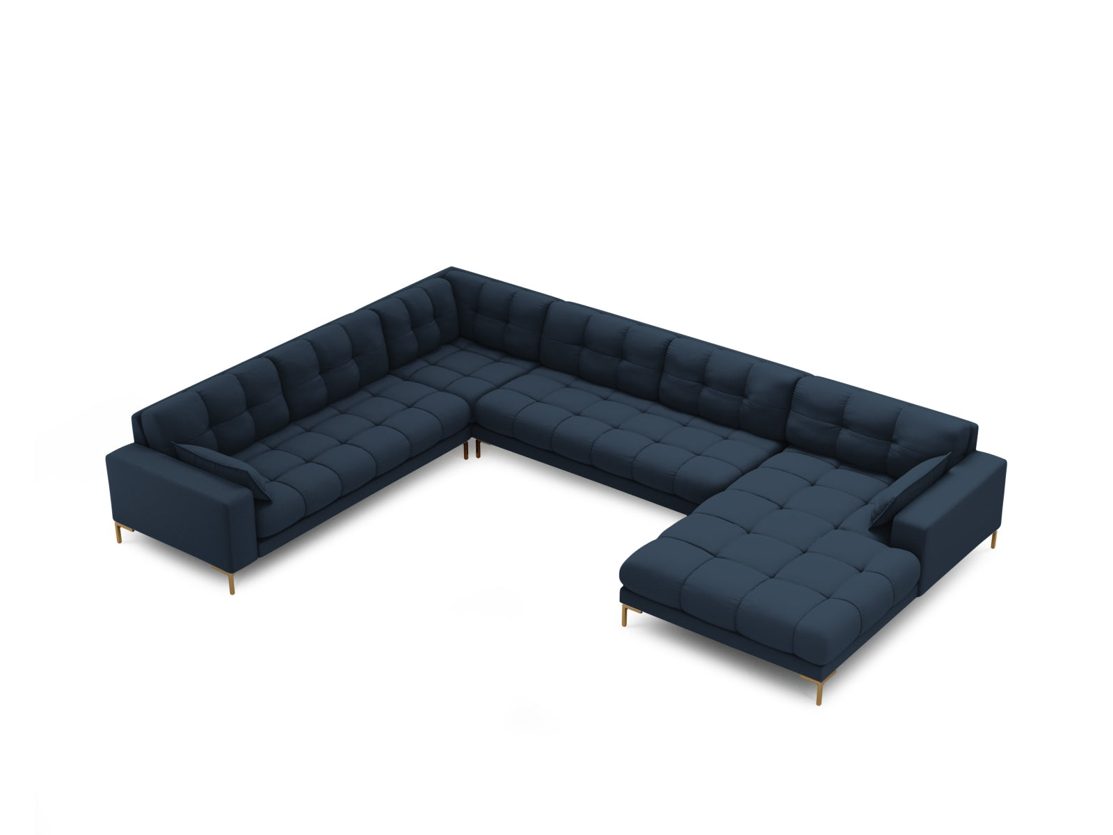 Mamaia Panoramic Ecksofa links 7 Sitzer in Blue/Gold präsentiert im Onlineshop von KAQTU Design AG. Ecksofa links ist von Micadoni