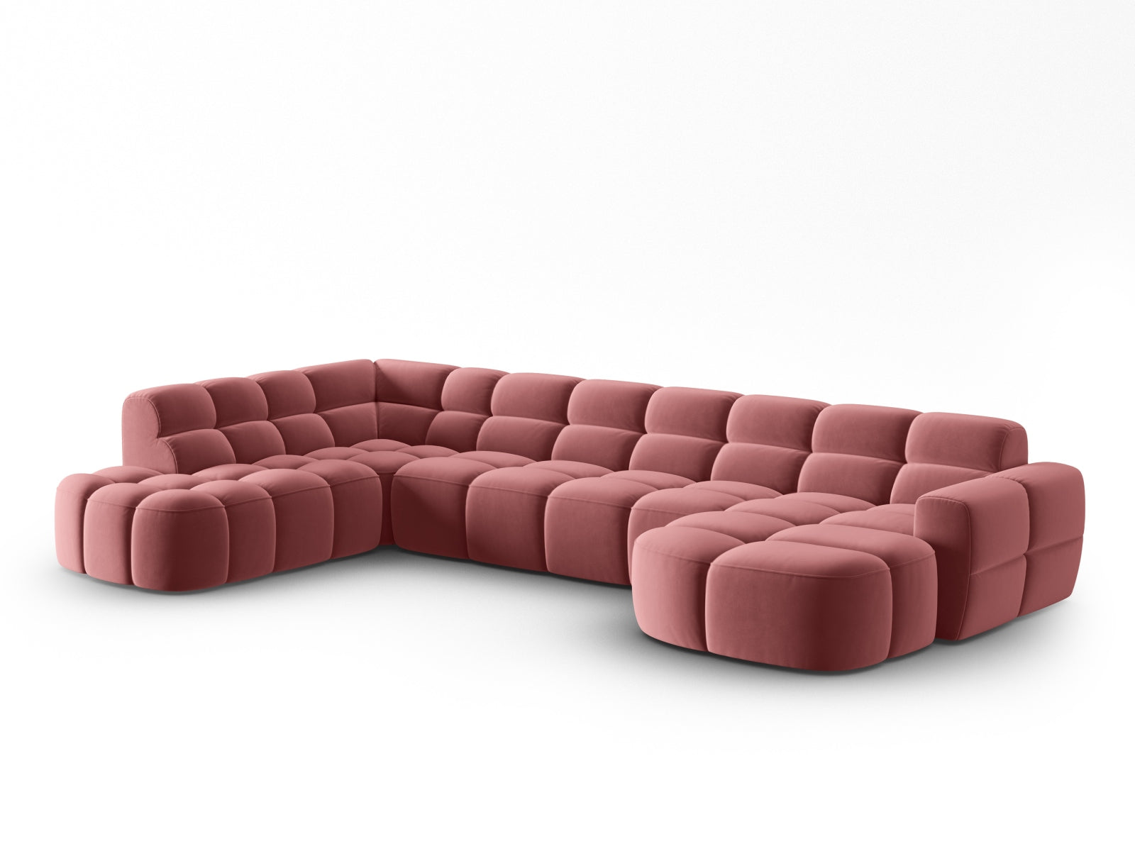 Lisa Velour Panoramic Ecksofa links 7 Sitzer in Flamingo präsentiert im Onlineshop von KAQTU Design AG. Ecksofa links ist von Micadoni
