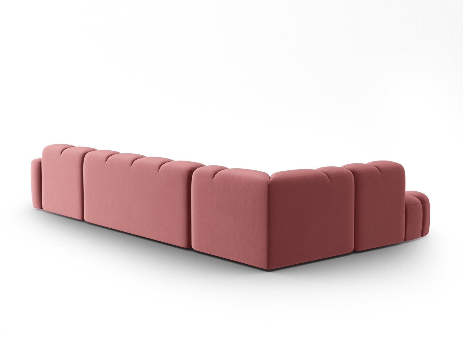 Lisa Velour Panoramic Ecksofa links 7 Sitzer in Flamingo präsentiert im Onlineshop von KAQTU Design AG. Ecksofa links ist von Micadoni