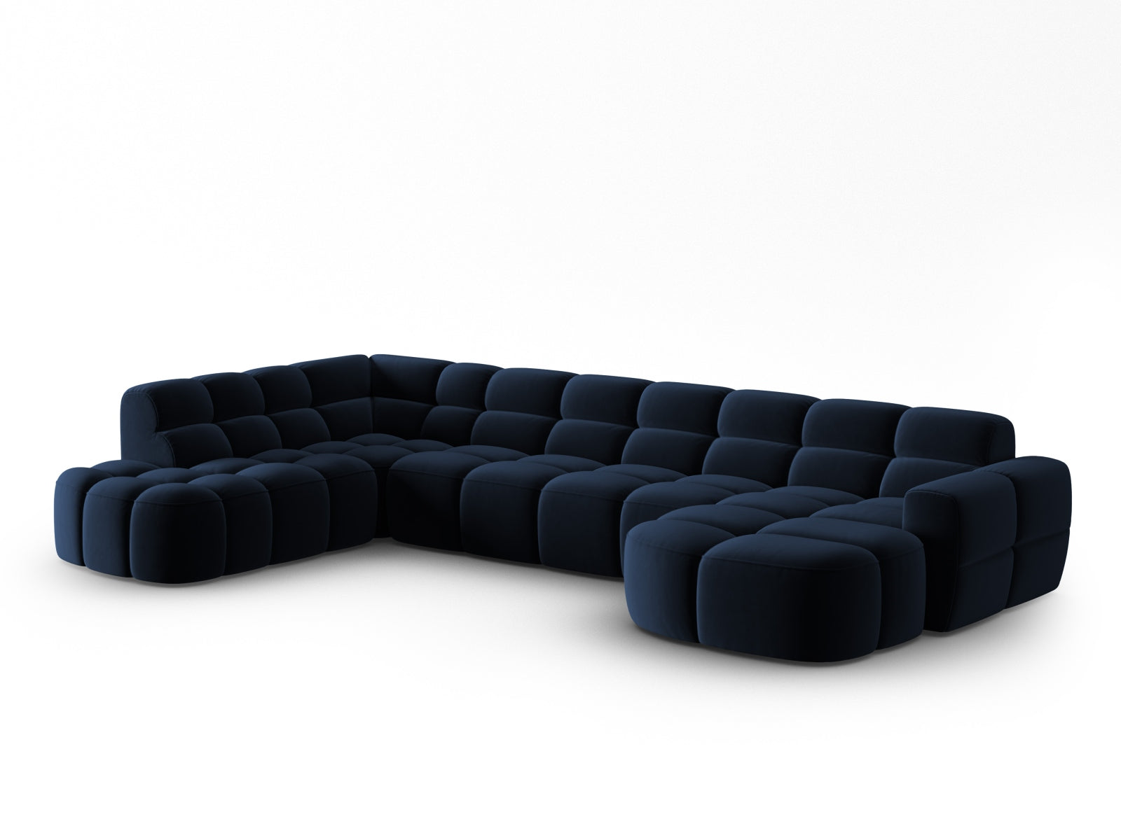 Lisa Velour Panoramic Ecksofa links 7 Sitzer in Royal Blue präsentiert im Onlineshop von KAQTU Design AG. Ecksofa links ist von Micadoni