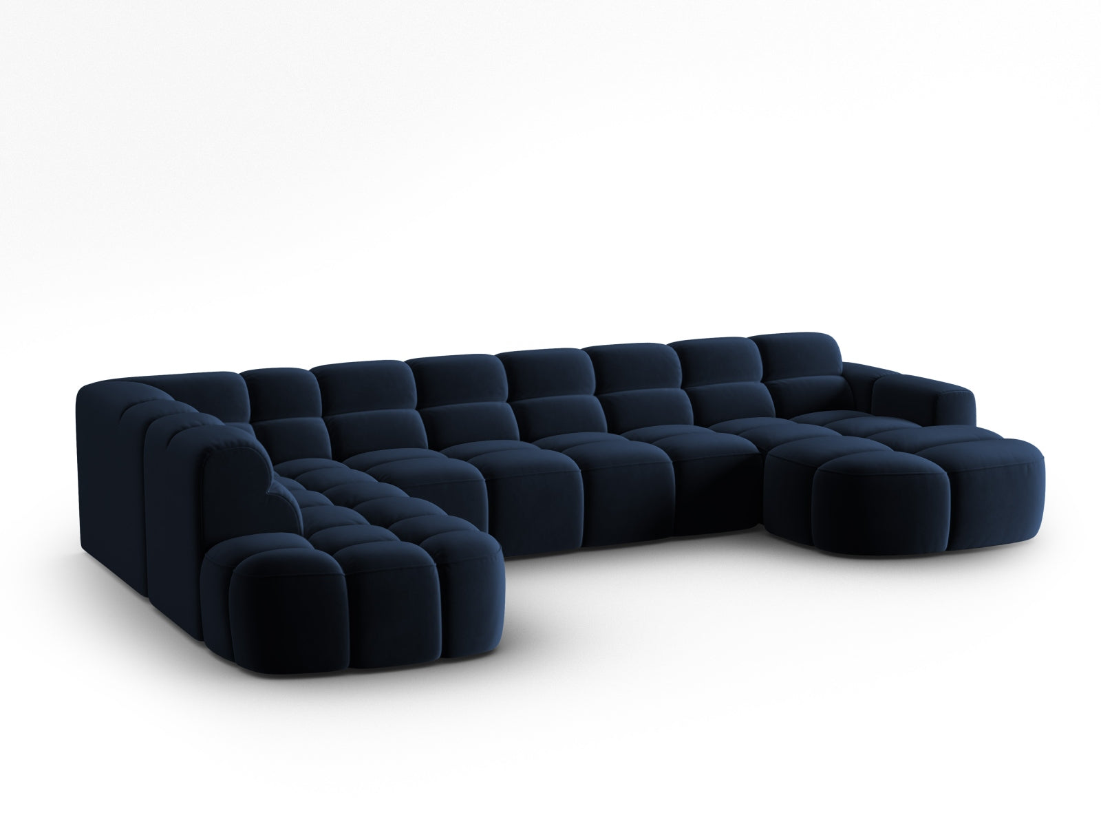 Lisa Velour Panoramic Ecksofa links 7 Sitzer in Royal Blue präsentiert im Onlineshop von KAQTU Design AG. Ecksofa links ist von Micadoni
