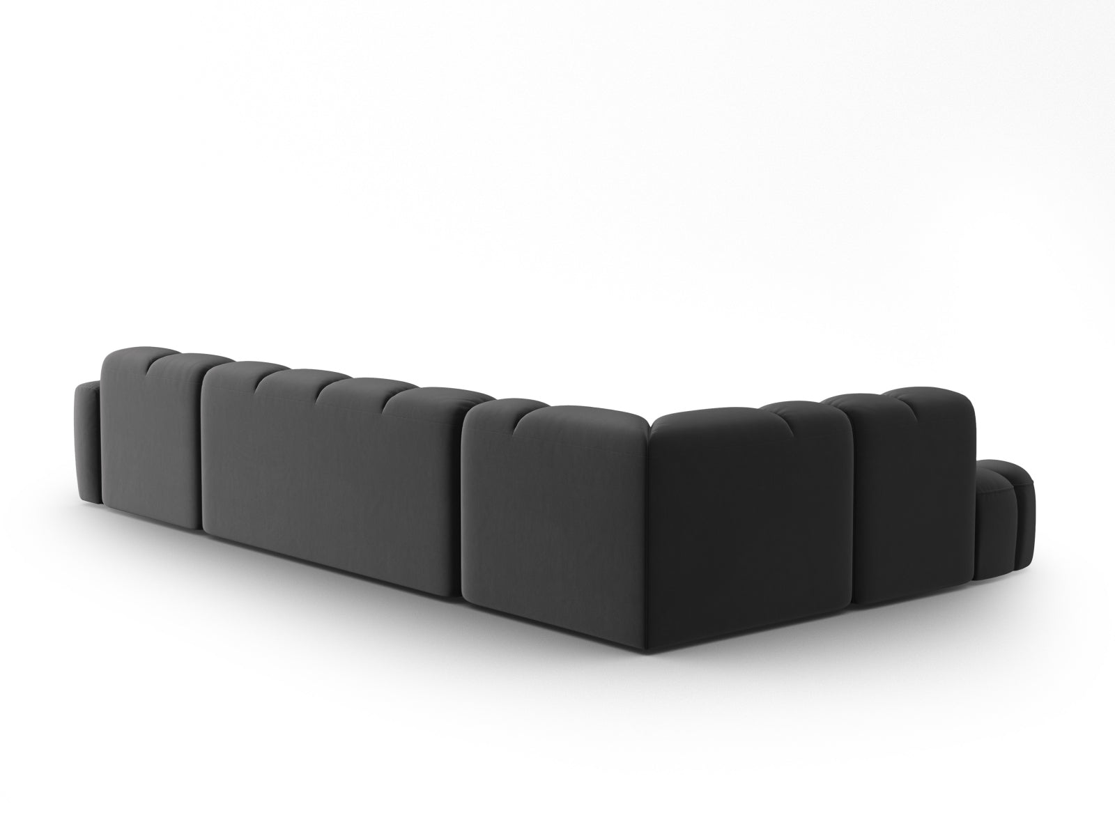 Lisa Velour Panoramic Ecksofa links 7 Sitzer in Dark Grey präsentiert im Onlineshop von KAQTU Design AG. Ecksofa links ist von Micadoni