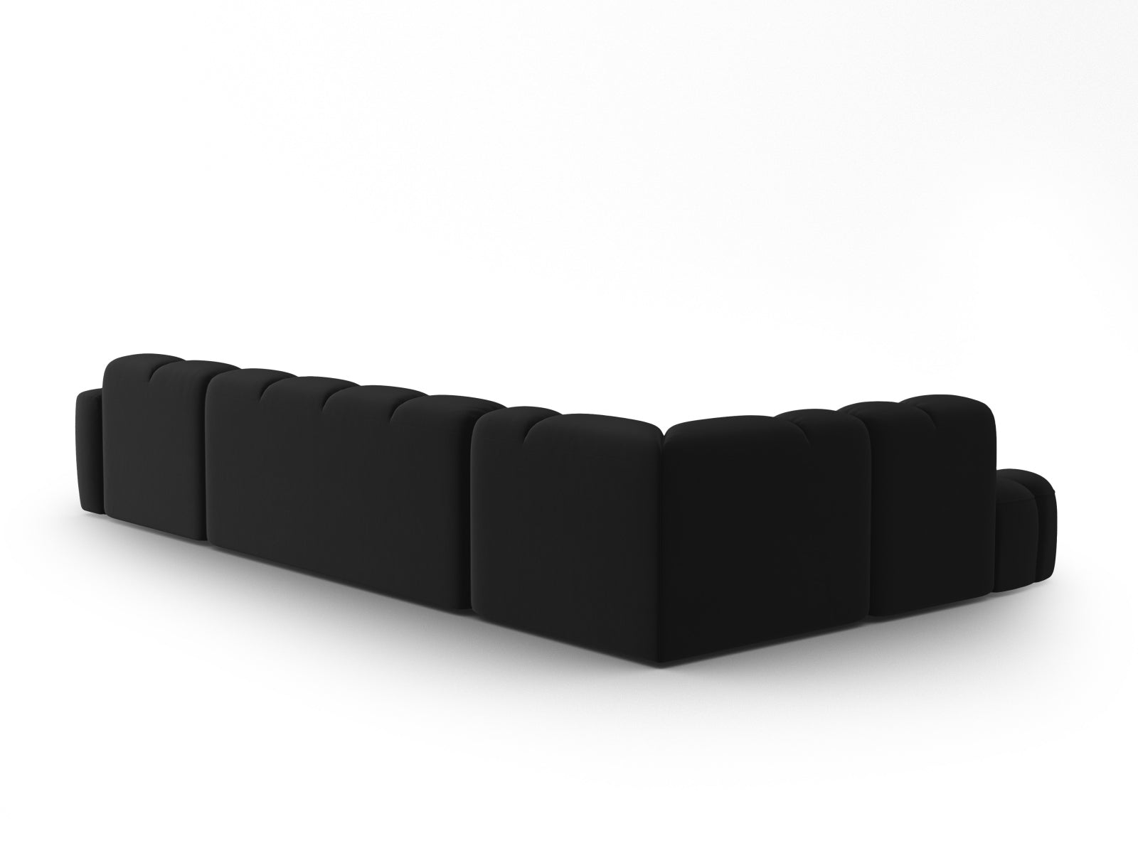 Lisa Velour Panoramic Ecksofa links 7 Sitzer in Black präsentiert im Onlineshop von KAQTU Design AG. Ecksofa links ist von Micadoni