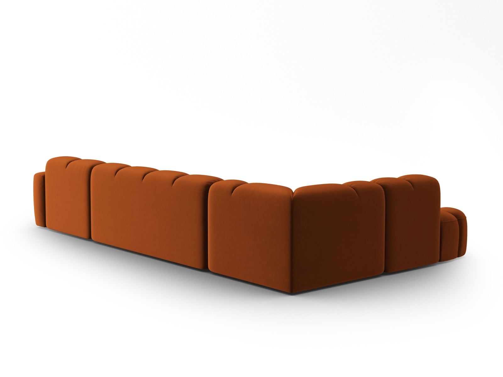 Lisa Velour Panoramic Ecksofa links 7 Sitzer in Terracotta präsentiert im Onlineshop von KAQTU Design AG. Ecksofa links ist von Micadoni