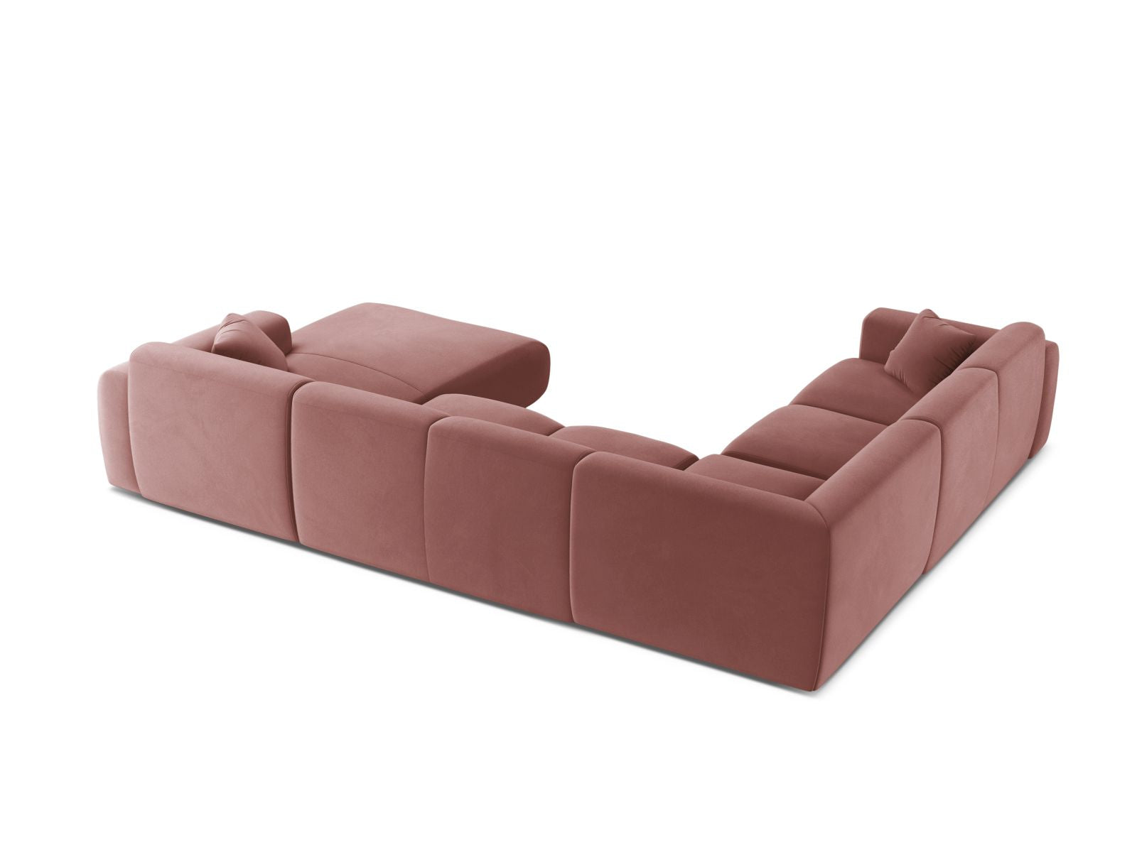 Modulares 6-Sitzer Ecksofa Molino in modernem Panoramic-Stil, linksseitig, perfekt für gemütliche und elegante Wohnbereiche.