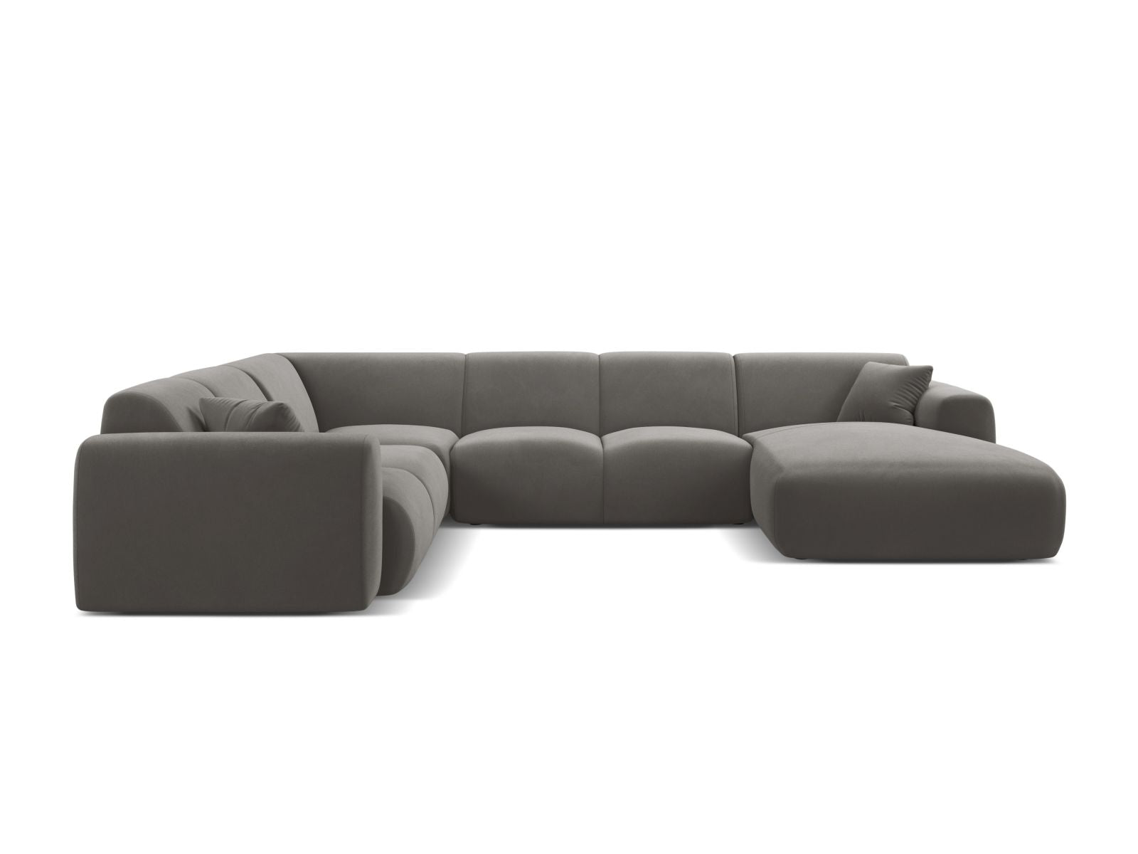 Elegantes 6-Sitzer Ecksofa Molino in Grau, ideal für moderne Wohnräume, bietet Komfort und Stil für gesellige Abende.