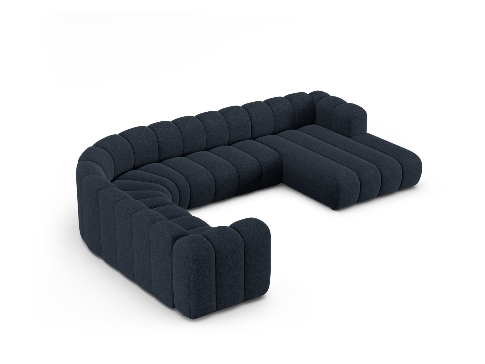 Stylisches Lupine Modular Panoramic Ecksofa links für 6 Personen in edlem Navy Blue-Eden, perfekt für zeitgemäße Wohnkonzepte.