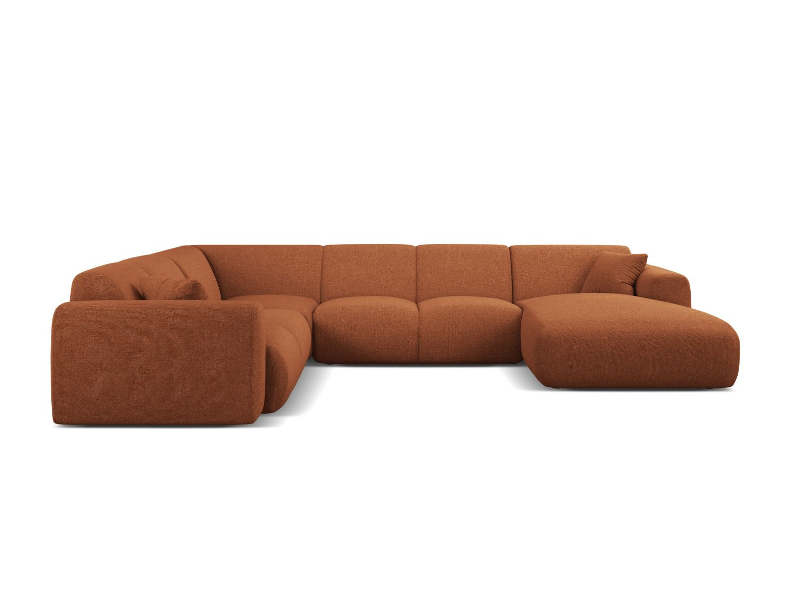 Elegantes 6-Sitzer Ecksofa Molino in Brick-Eden, modular und linksseitig, ideal für stilvolle Wohnräume.