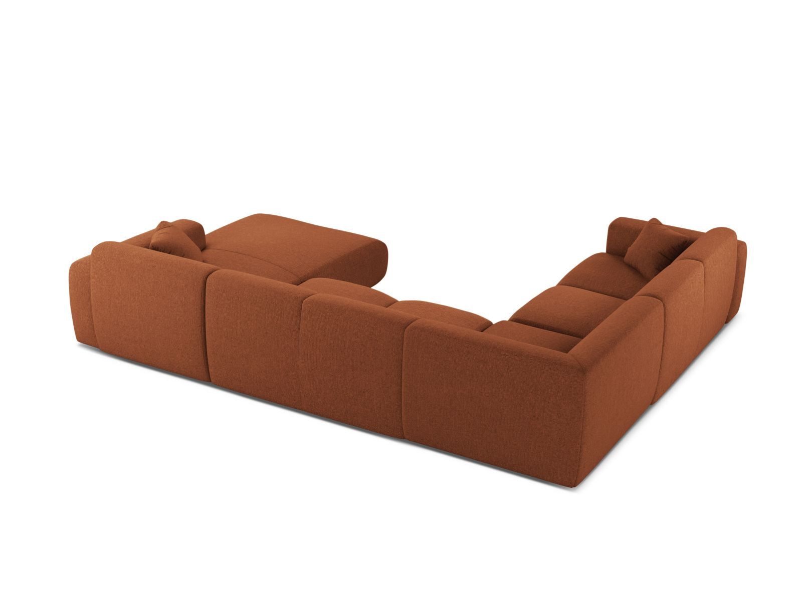 Modulares 6-Sitzer Ecksofa Molino in Brick-Eden, linksseitig, perfekt für moderne Wohnlandschaften und gemütliche Zusammenkünfte.