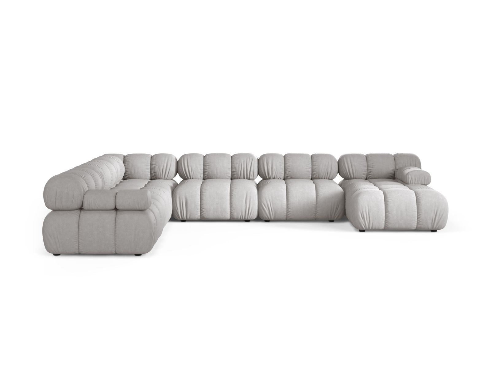 Elegantes 8-Sitzer Ecksofa Panoramic links Bellis in hellem Grau, ideal für stilvolle Wohnräume, präsentiert von Micadoni.