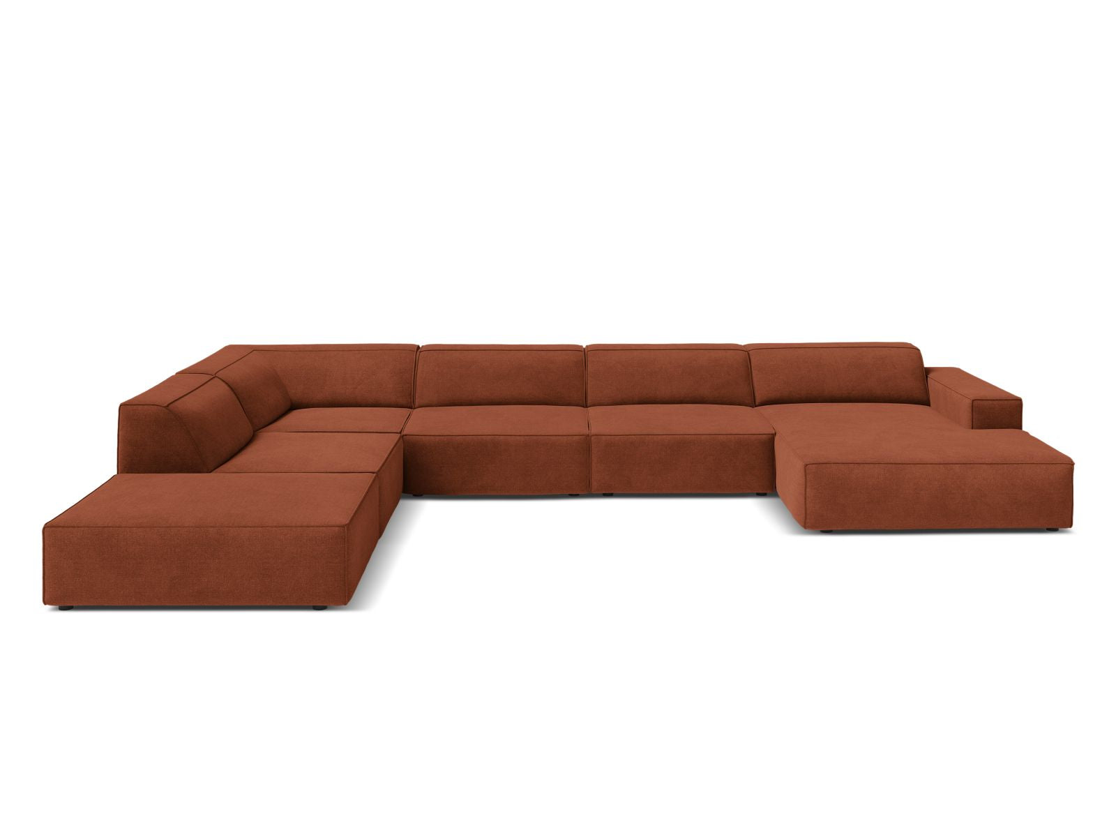 7-Sitzer Modular Ecksofa Panoramic links Jodie in Brick-Liberty präsentiert im Onlineshop von KAQTU Design AG. Ecksofa links ist von Micadoni