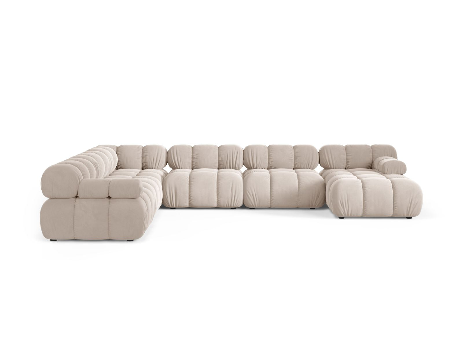 Elegantes 8-Sitzer Ecksofa Panoramic links Bellis in sanftem Light Beige-Venus, ideal für stilvolle Wohnräume.