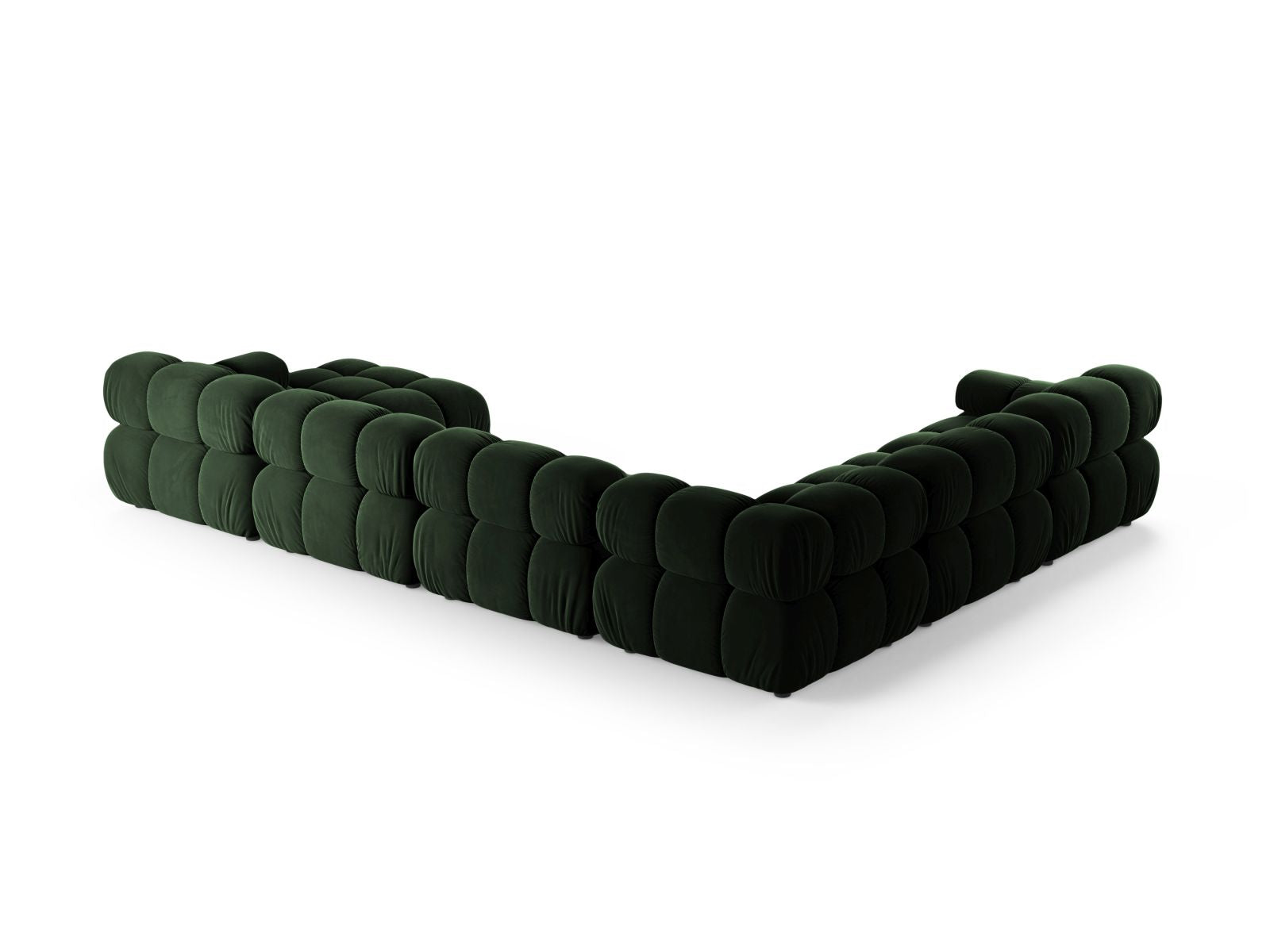 Geräumiges 8-Sitzer Ecksofa Panoramic links Bellis in edlem Flaschengrün, perfekt für moderne und gemütliche Wohnlandschaften von Micadoni.