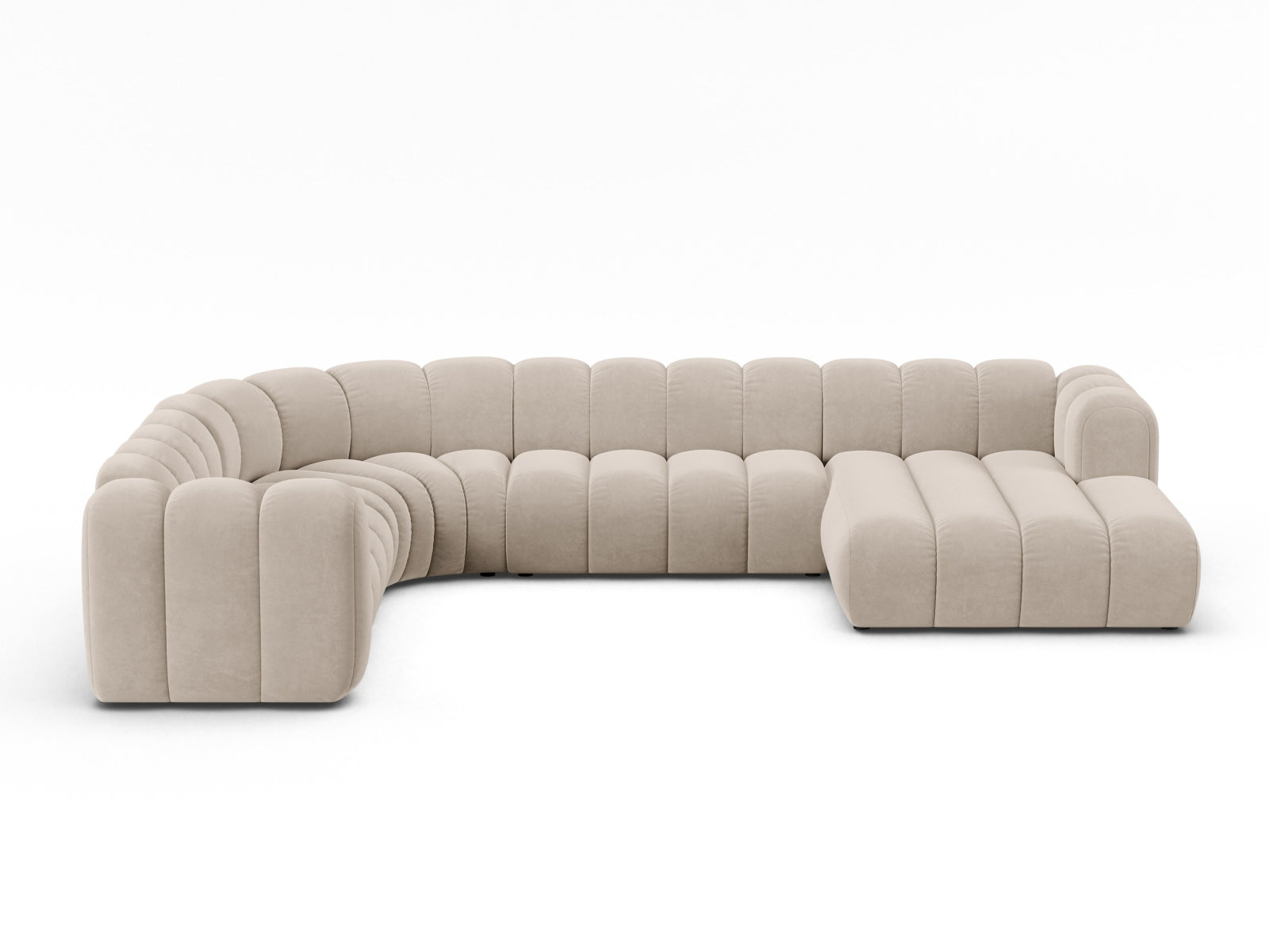 Lupine Velour Modular Panoramic Ecksofa links 6 Sitzer in Beige-Salvador präsentiert im Onlineshop von KAQTU Design AG. Ecksofa links ist von Micadoni