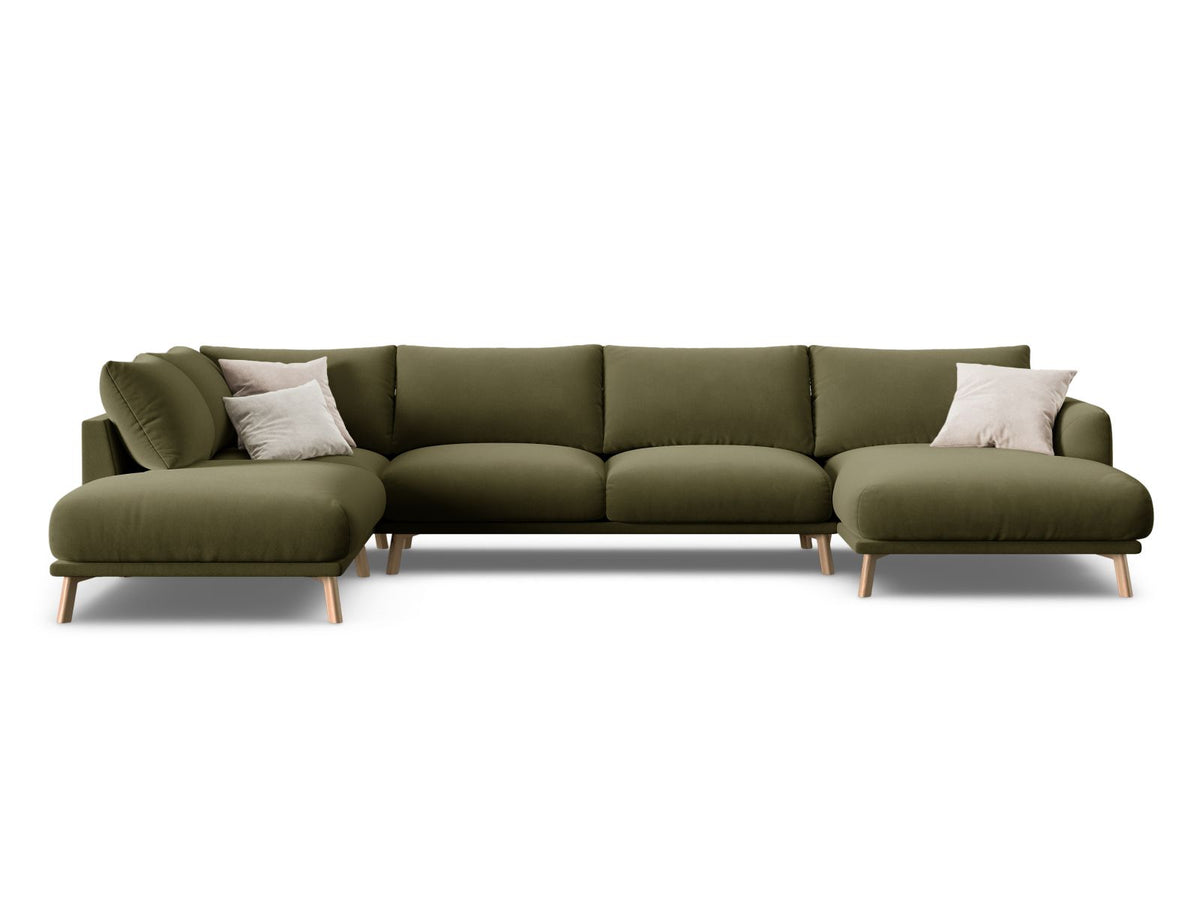 6-Sitzer Panoramic Ecksofa links Naomi in Green-Salvador präsentiert im Onlineshop von KAQTU Design AG. Ecksofa links ist von Micadoni