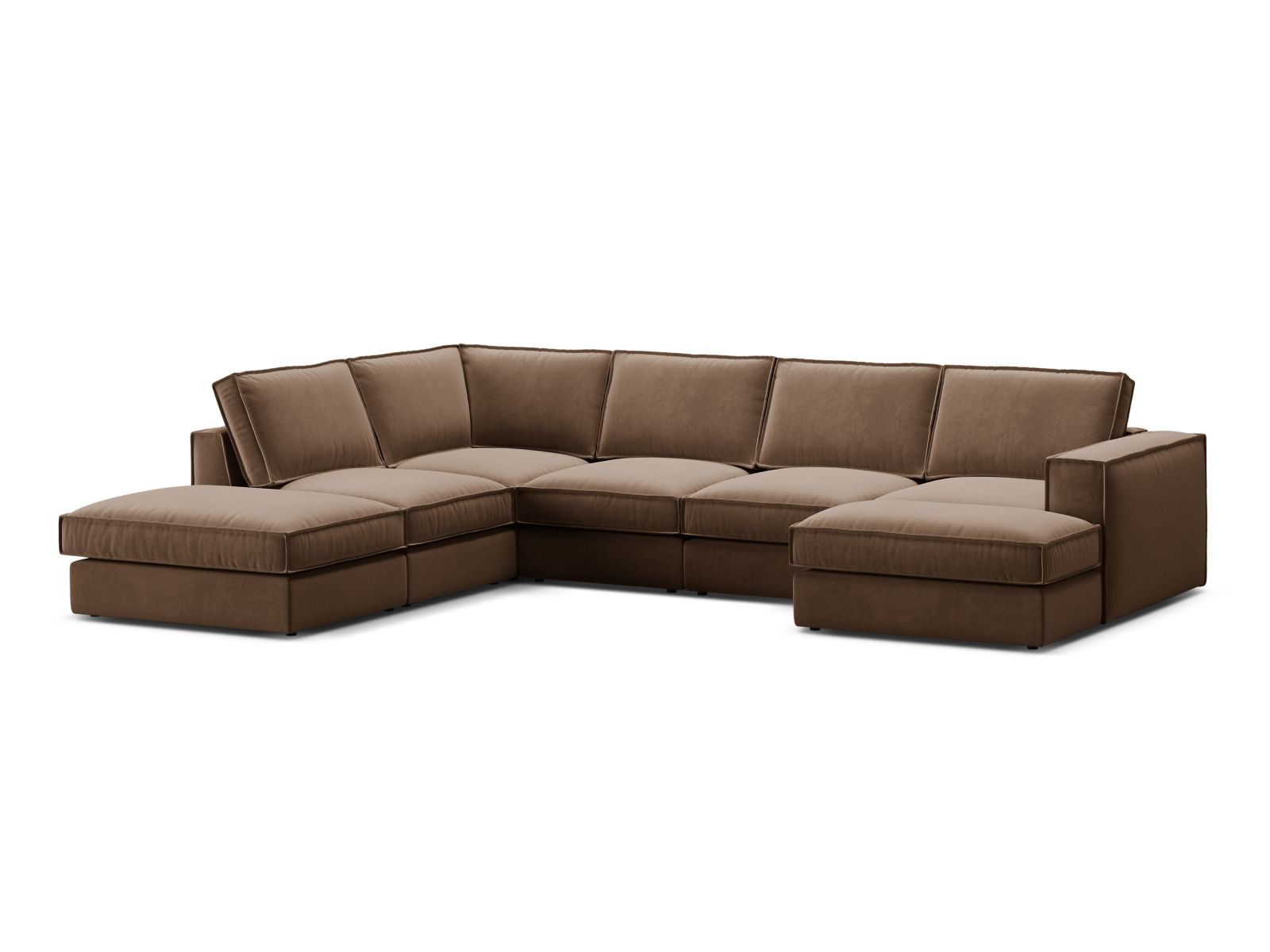 Elegantes 5-Sitzer Ecksofa Panoramic links in Chocolate-Salvador von Micadoni, ideal für stilvolle Wohnräume.
