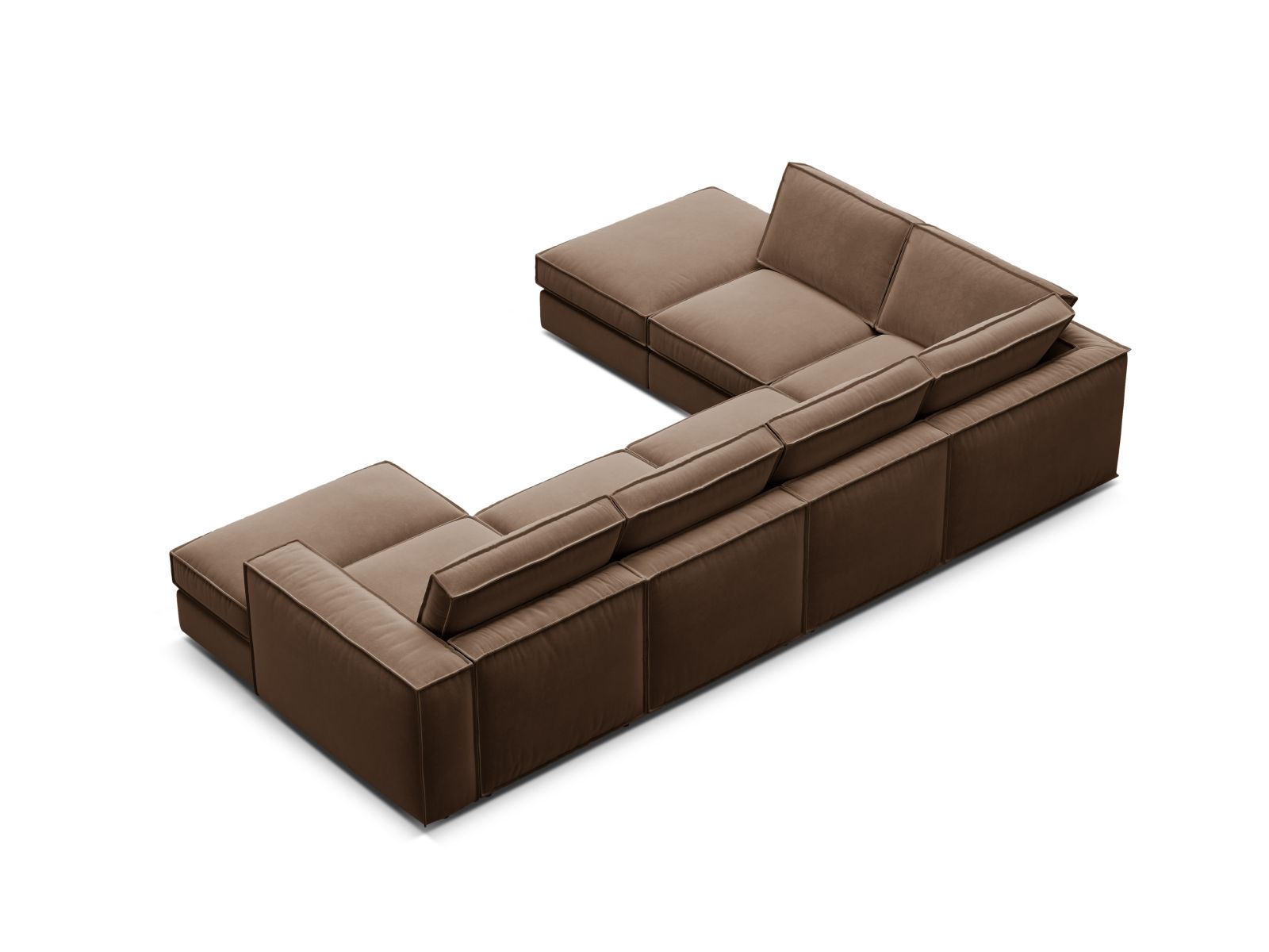 Modernes 5-Sitzer Ecksofa Panoramic links in edlem Chocolate-Salvador von Micadoni, perfekt für gemütliche Stunden und stilvolle Einrichtung.