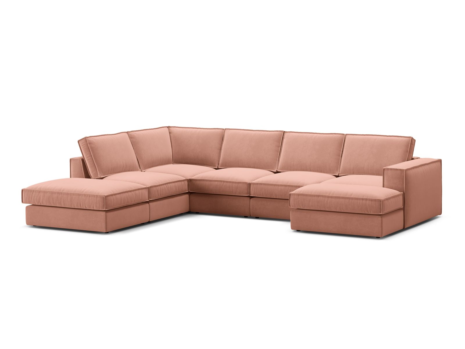Stylisches 5-Sitzer Ecksofa Panoramic links in Pink-Salvador von Micadoni, ideal für moderne Wohnräume und gemütliche Abende.
