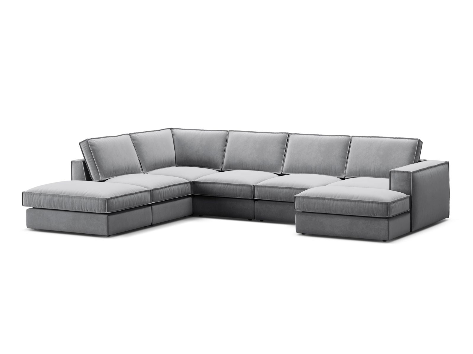 Elegantes 5-Sitzer Ecksofa Panoramic links in Grau von Micadoni, ideal für moderne Wohnräume und gemütliche Abende.