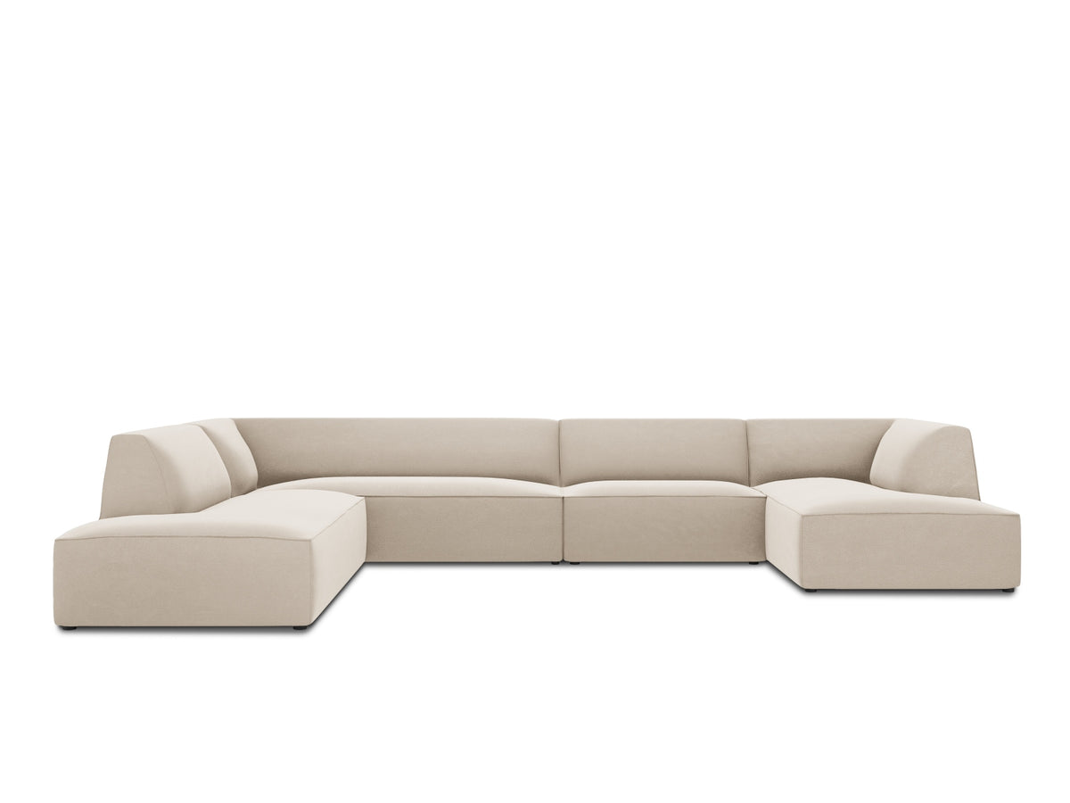 Ruby Velour Panoramic Ecksofa links 7 Sitzer in Beige-Salvador präsentiert im Onlineshop von KAQTU Design AG. Ecksofa links ist von Micadoni