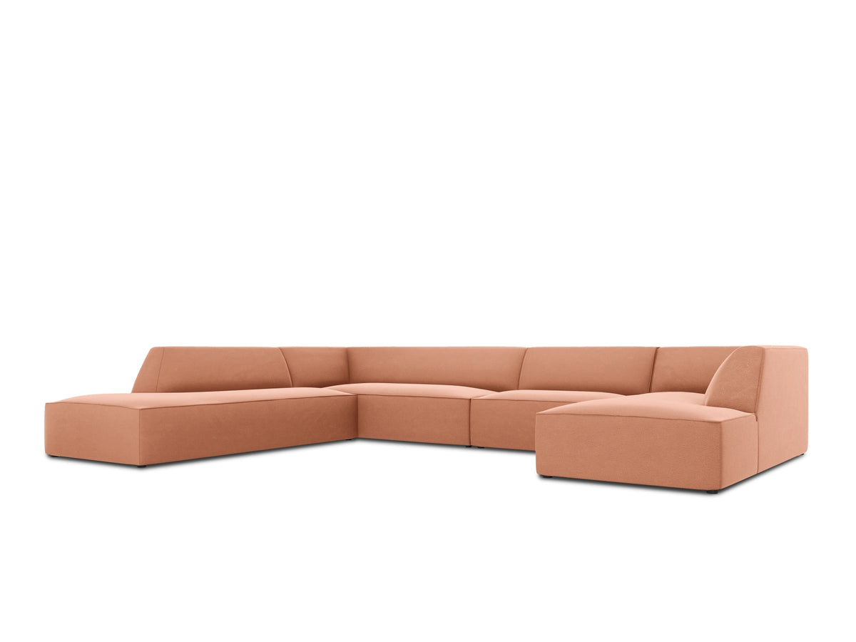 Ruby Velour Panoramic Ecksofa links 7 Sitzer in Pink-Salvador präsentiert im Onlineshop von KAQTU Design AG. Ecksofa links ist von Micadoni