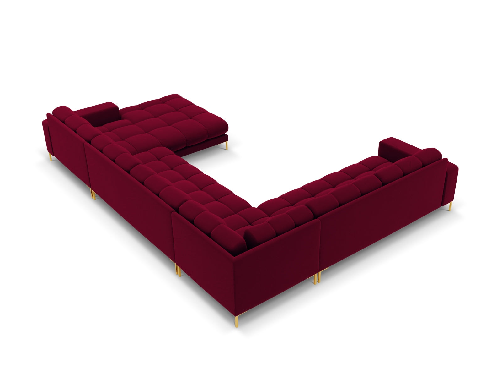 Mamaia Velour Panoramic Ecksofa links 7 Sitzer in Red/Gold präsentiert im Onlineshop von KAQTU Design AG. Ecksofa links ist von Micadoni