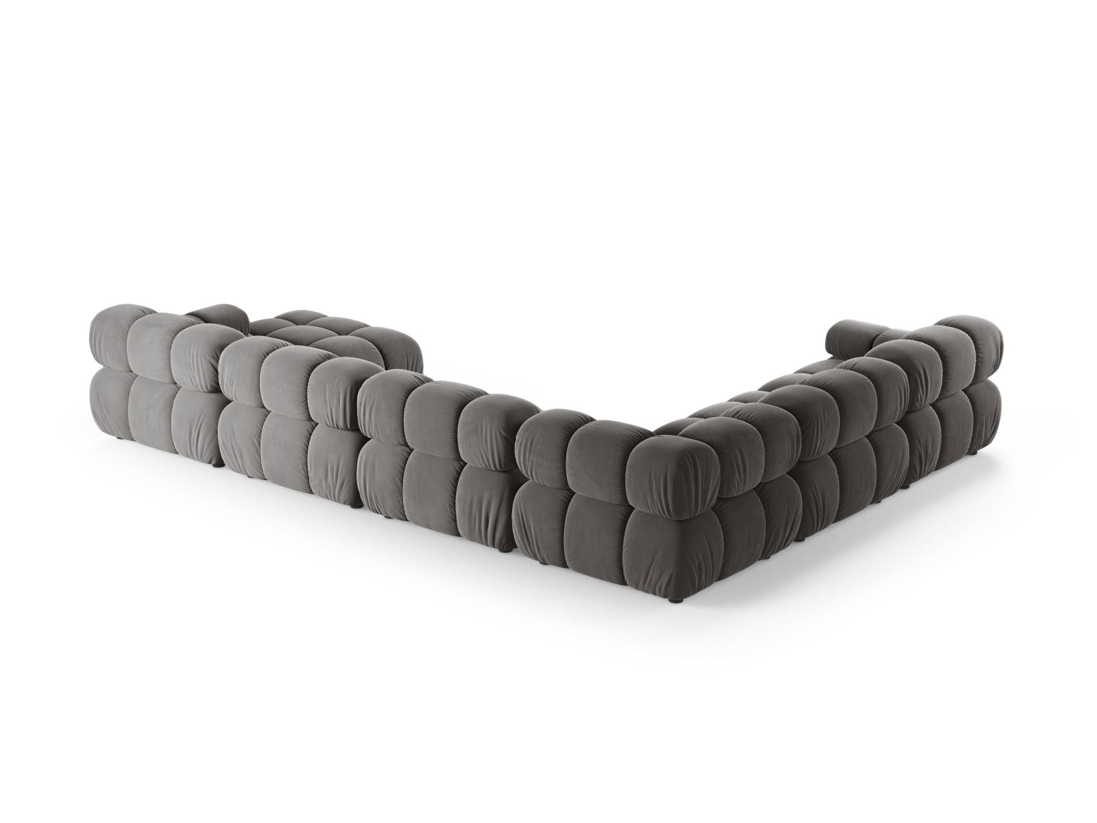 Stilvolles 8-Sitzer Ecksofa Panoramic links Bellis in sanftem Grau, perfekt für großzügige Wohnzimmer und entspannte Zusammenkünfte.