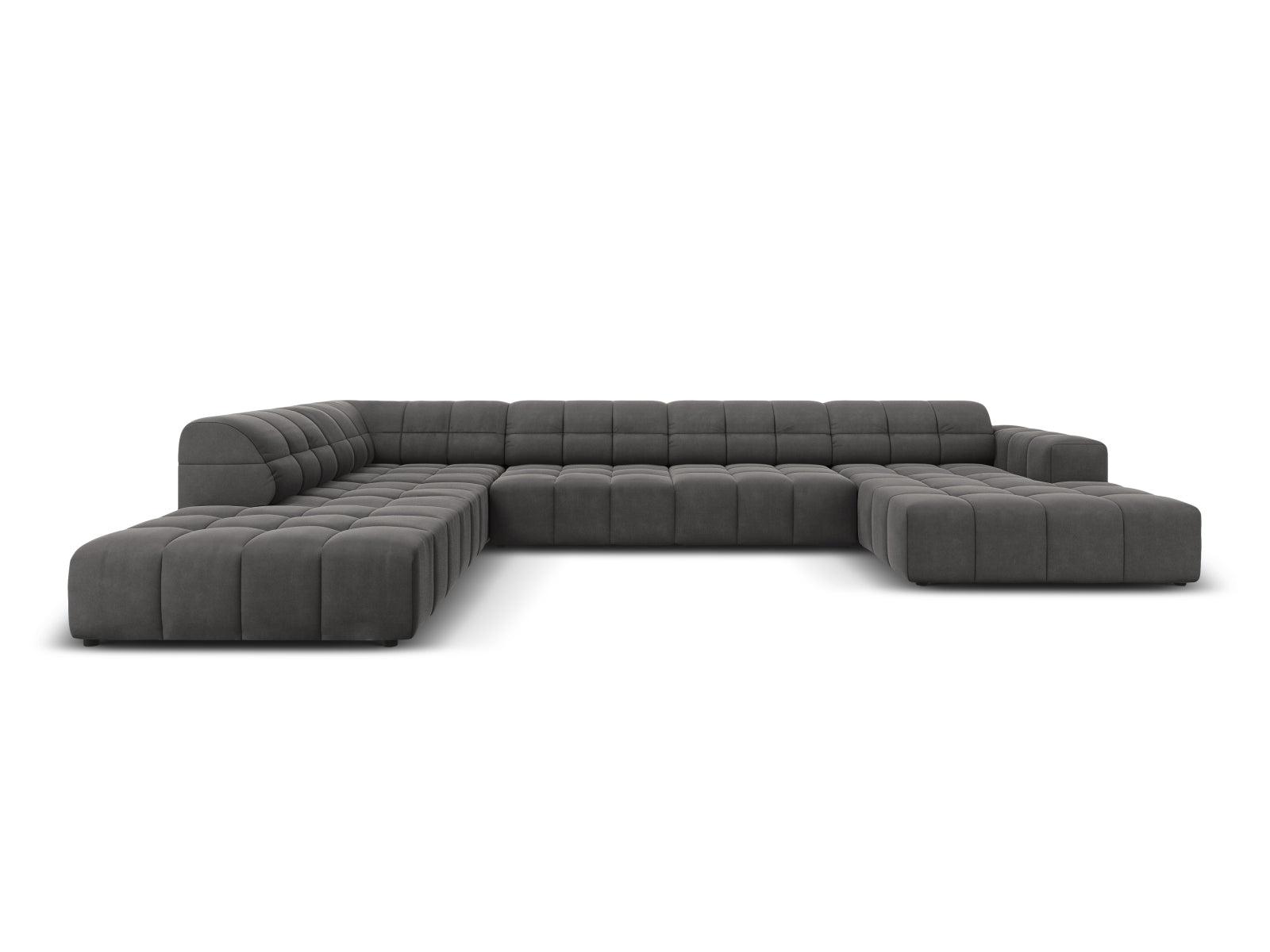 Jennifer Velour Panoramic Ecksofa links 7 Sitzer in Grey präsentiert im Onlineshop von KAQTU Design AG. Ecksofa links ist von Micadoni