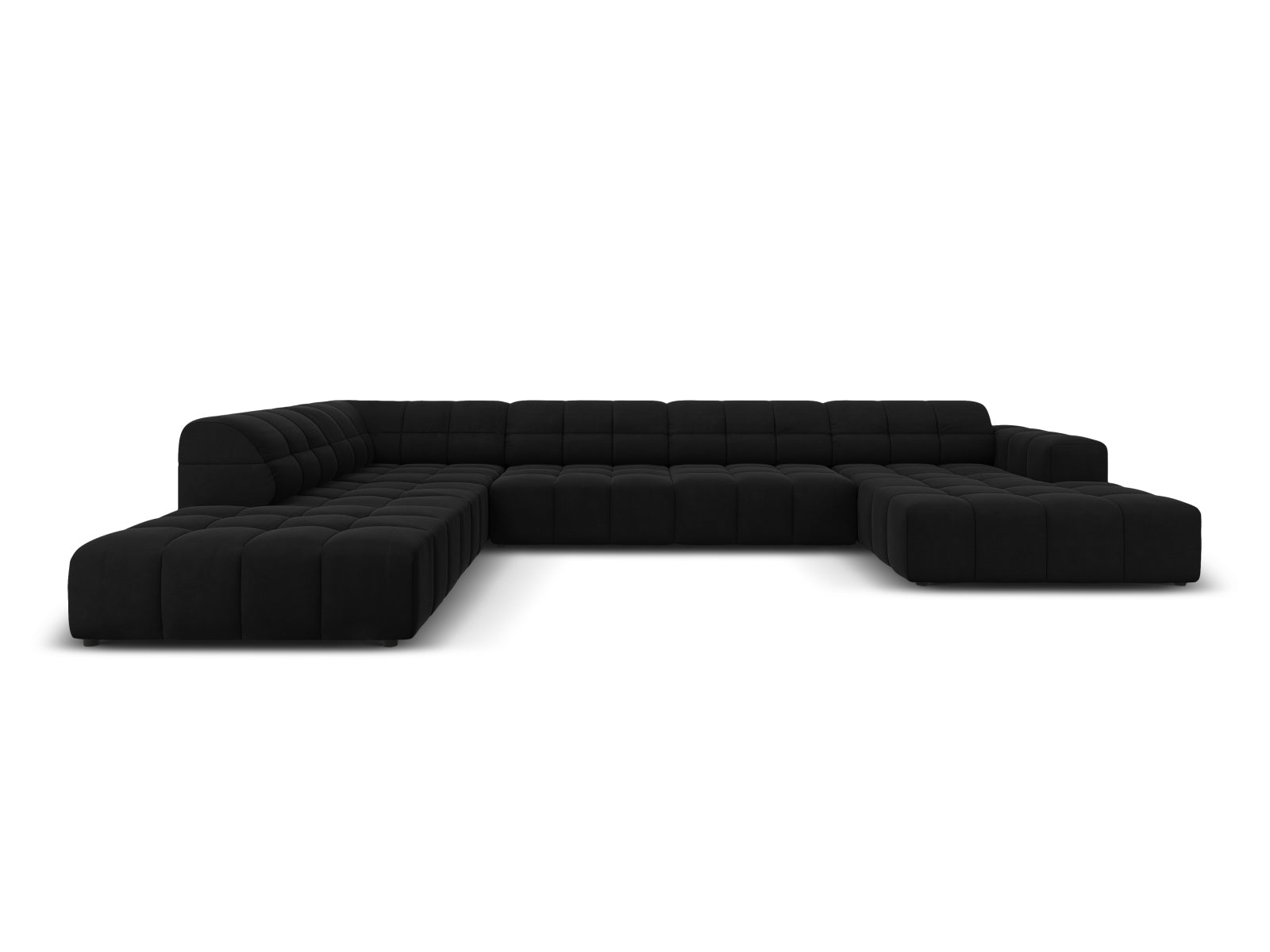 Jennifer Velour Panoramic Ecksofa links 7 Sitzer in Black präsentiert im Onlineshop von KAQTU Design AG. Ecksofa links ist von Micadoni