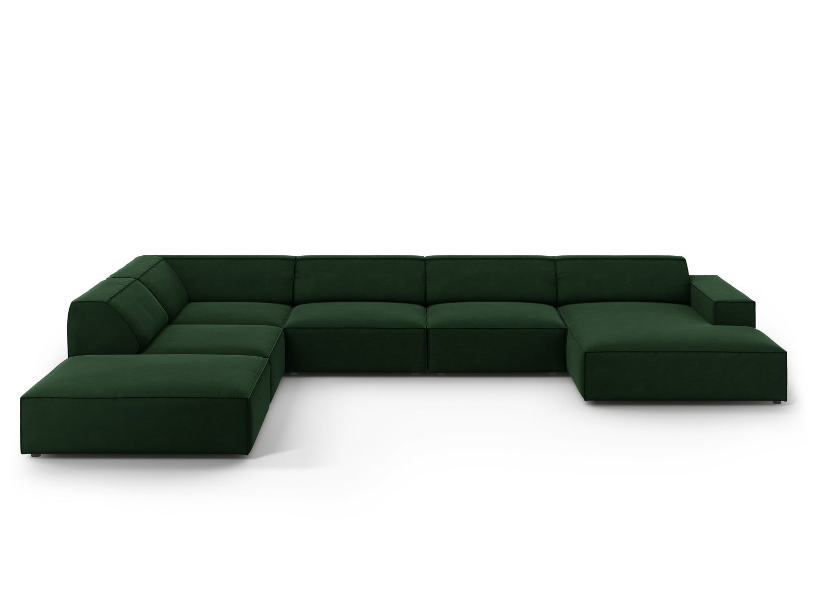 Jodie Velour modulares Panoramic Ecksofa links 7 Sitzer in Bottle Green präsentiert im Onlineshop von KAQTU Design AG. Ecksofa links ist von Micadoni