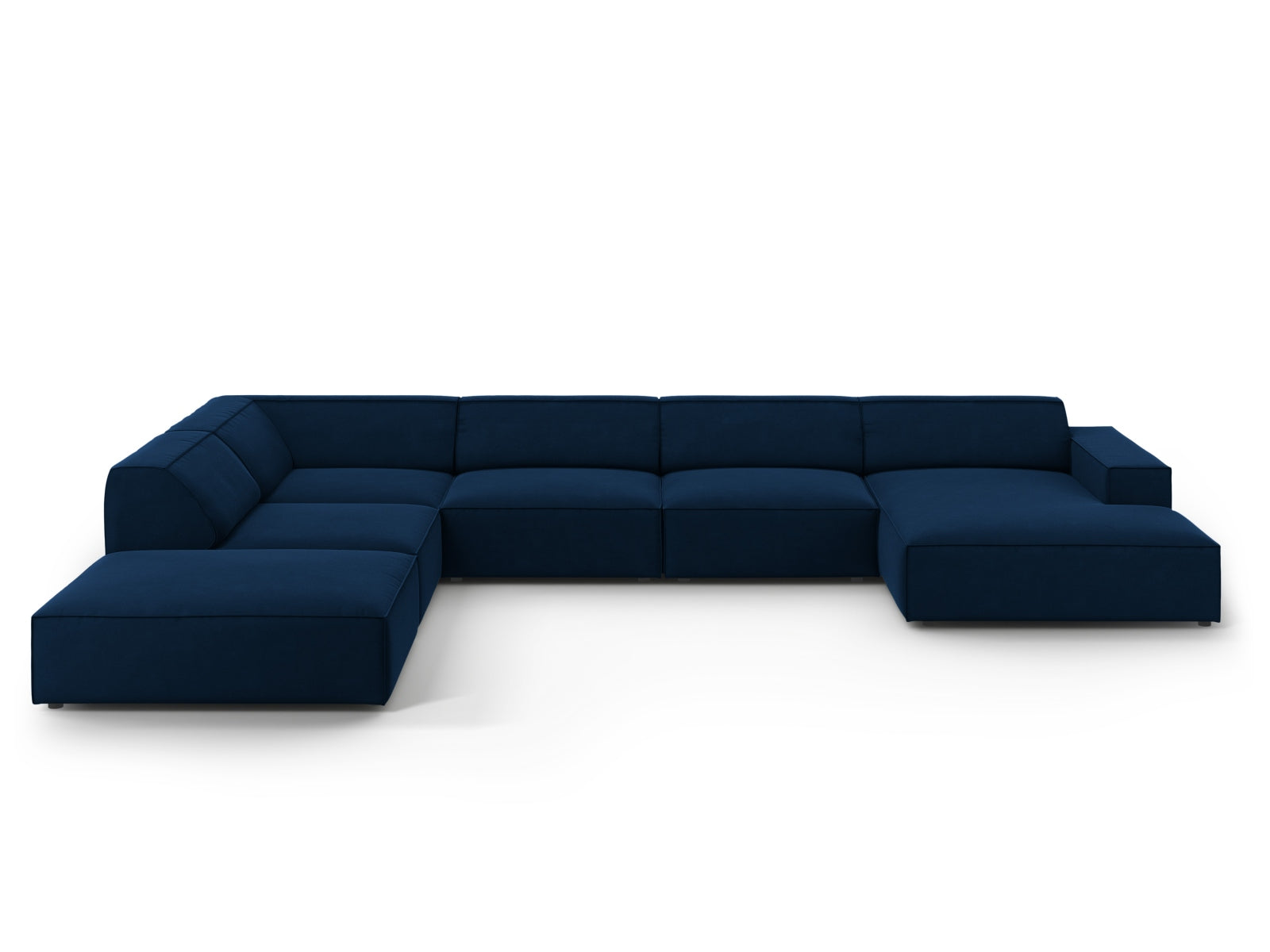 Jodie Velour modulares Panoramic Ecksofa links 7 Sitzer in Royal Blue präsentiert im Onlineshop von KAQTU Design AG. Ecksofa links ist von Micadoni