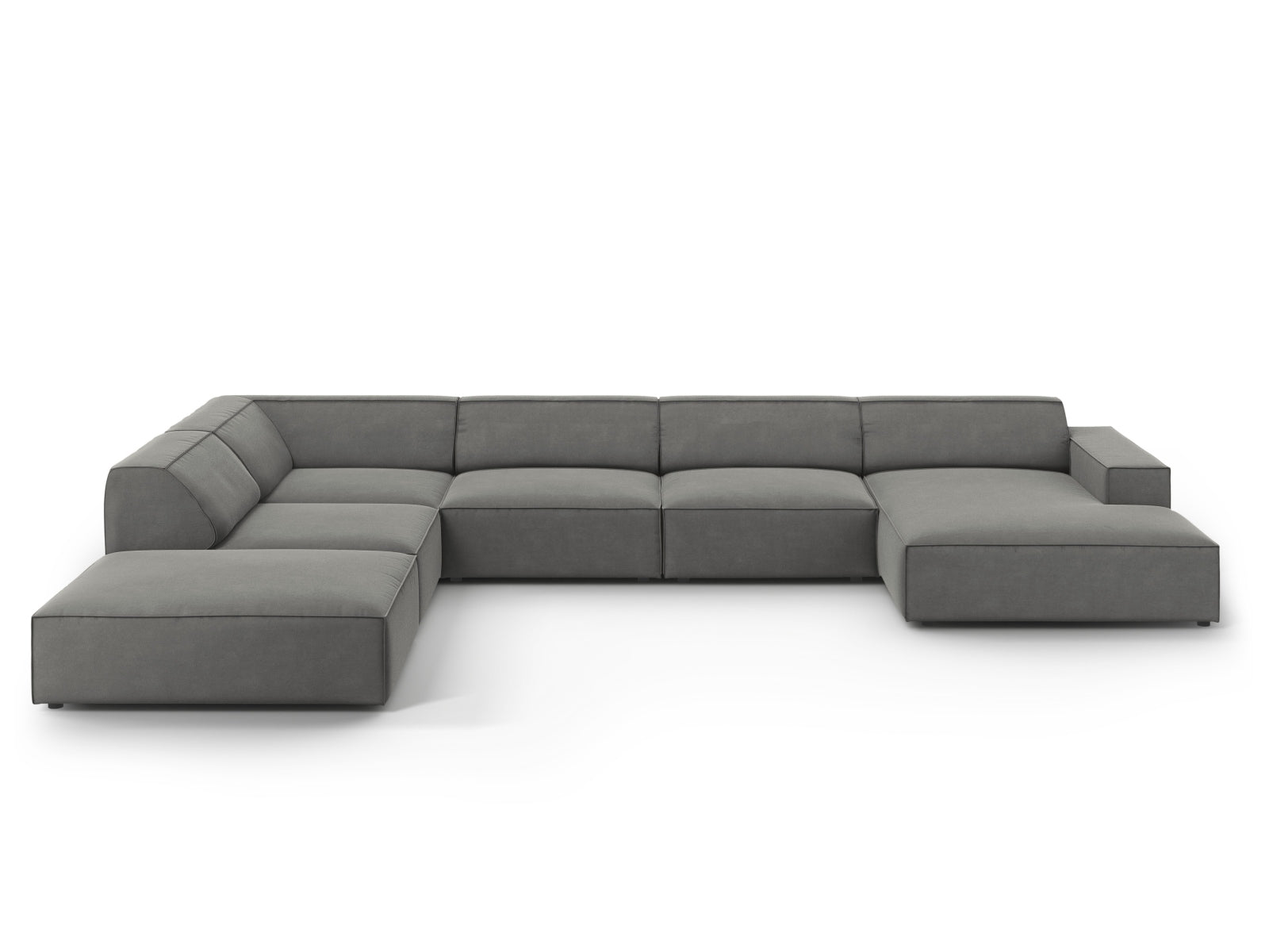 Jodie Velour modulares Panoramic Ecksofa links 7 Sitzer in Light Grey präsentiert im Onlineshop von KAQTU Design AG. Ecksofa links ist von Micadoni
