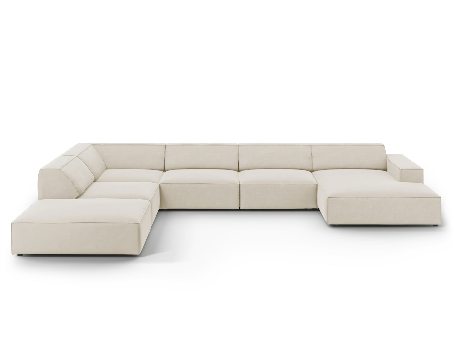 Jodie Velour modulares Panoramic Ecksofa links 7 Sitzer in Dark Beige präsentiert im Onlineshop von KAQTU Design AG. Ecksofa links ist von Micadoni