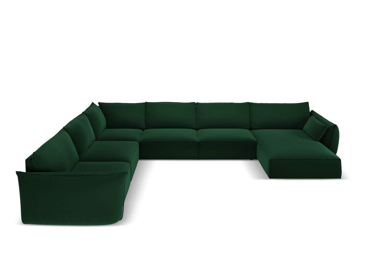 Kaelle Velour Panoramic Ecksofa links 8 Sitzer in Bottle Green-Bluvel präsentiert im Onlineshop von KAQTU Design AG. Ecksofa links ist von Micadoni