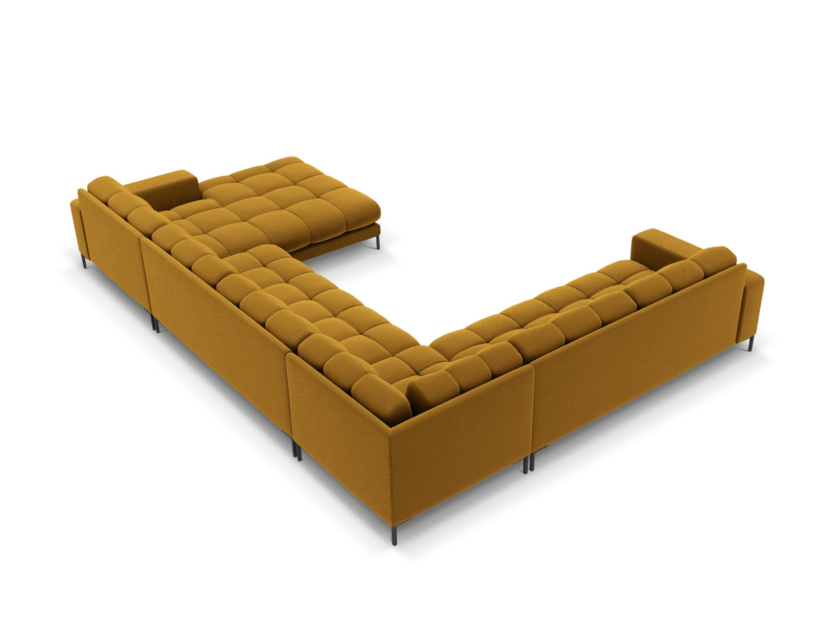 Mamaia Velour Panoramic Ecksofa links 7 Sitzer in Yellow/Schwarz-Bluvel präsentiert im Onlineshop von KAQTU Design AG. Ecksofa links ist von Micadoni